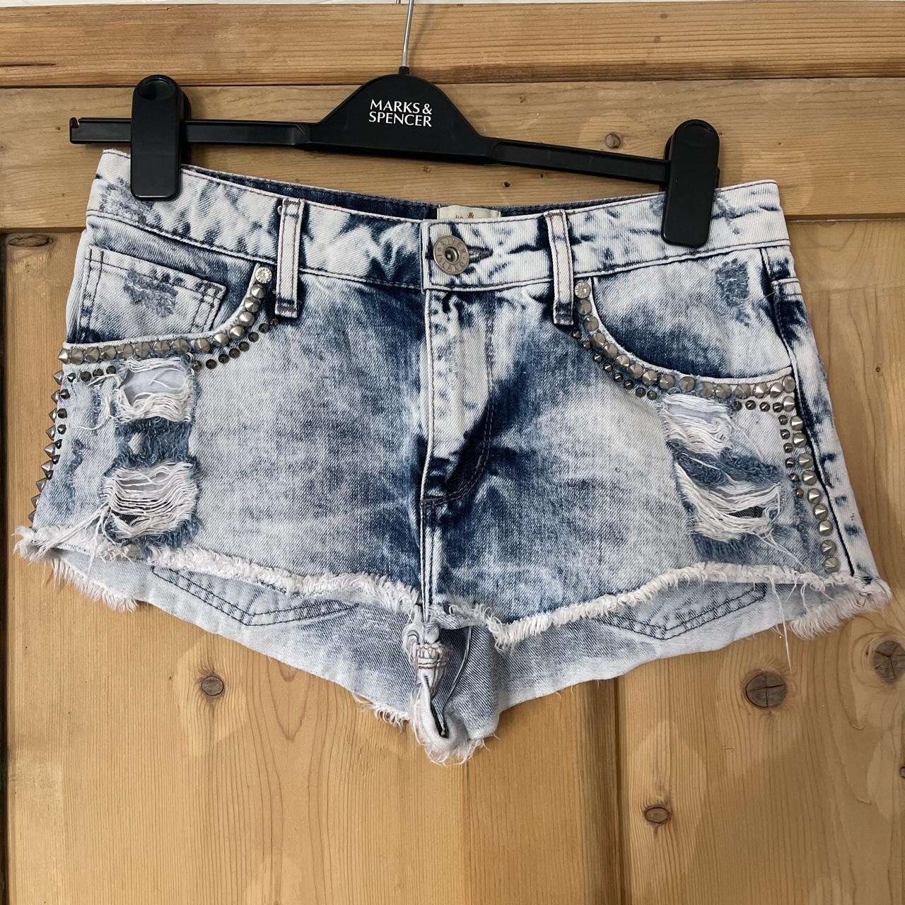River island high waisted acid wash denim shorts. UK... Depop