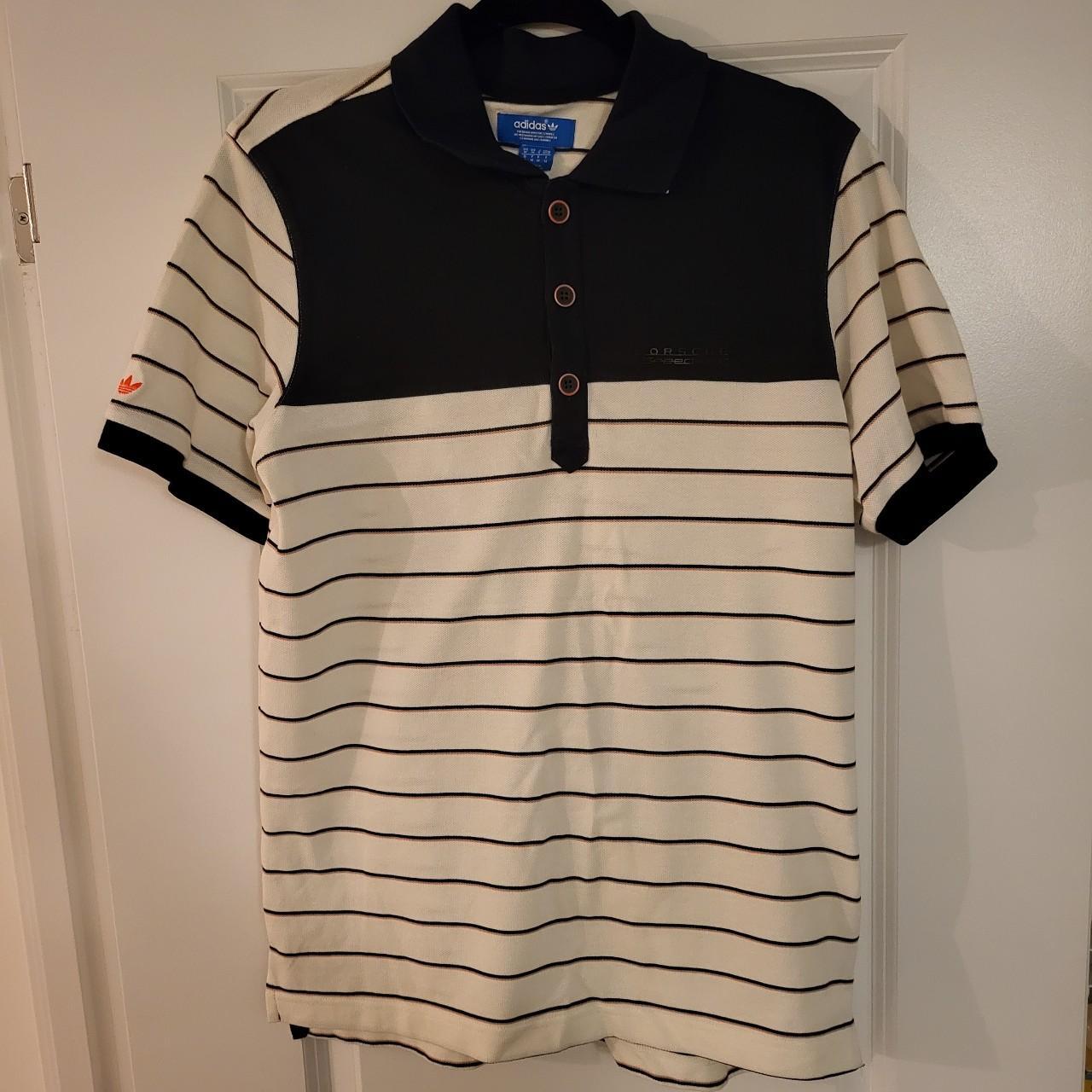 Adidas Men's White and Blue Poloshirts Depop