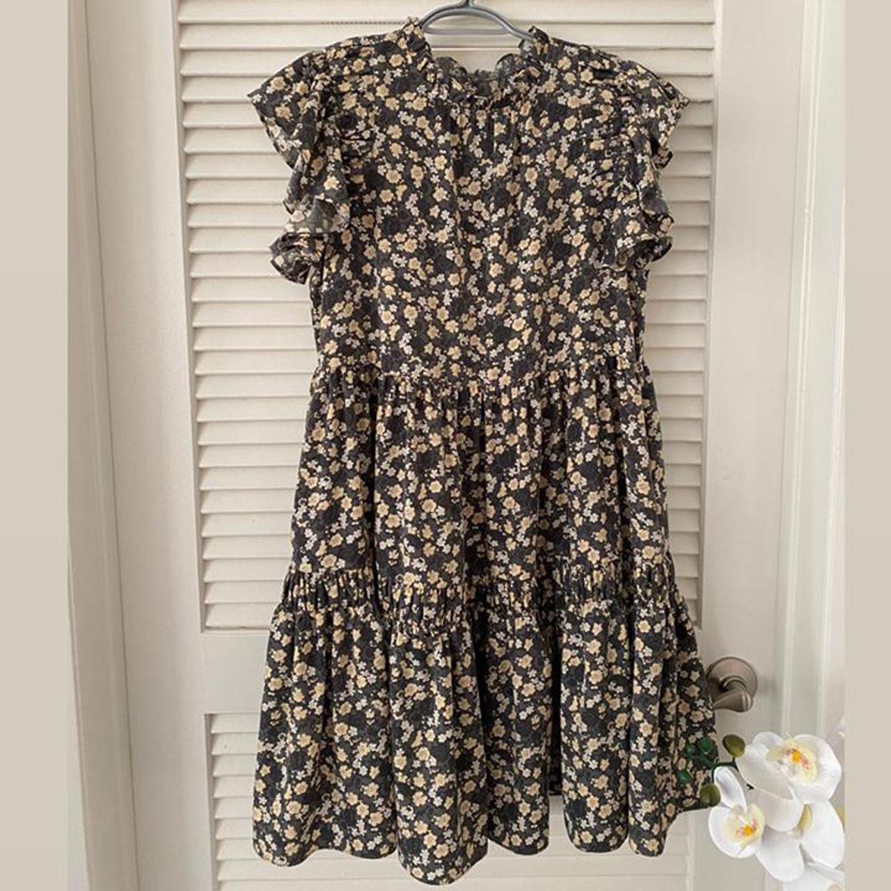 Mini dress, with floral mini print, and ruffle... - Depop