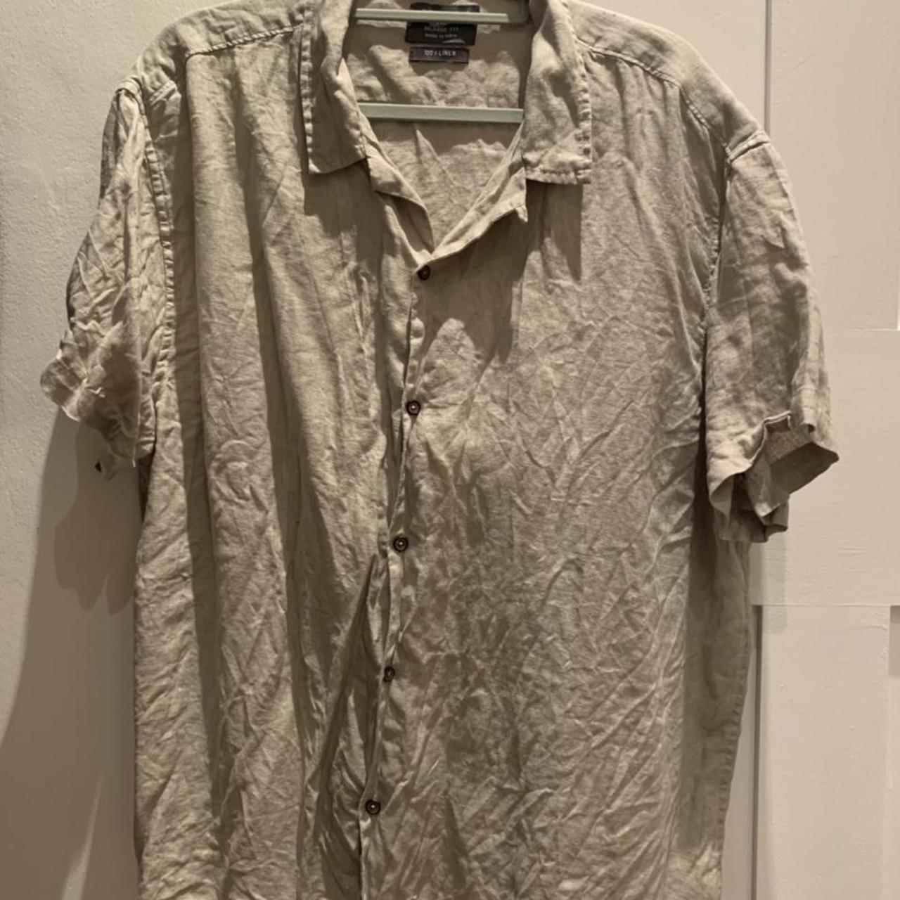 Primark Linen Shirt in Light Brown Color! Used and... Depop