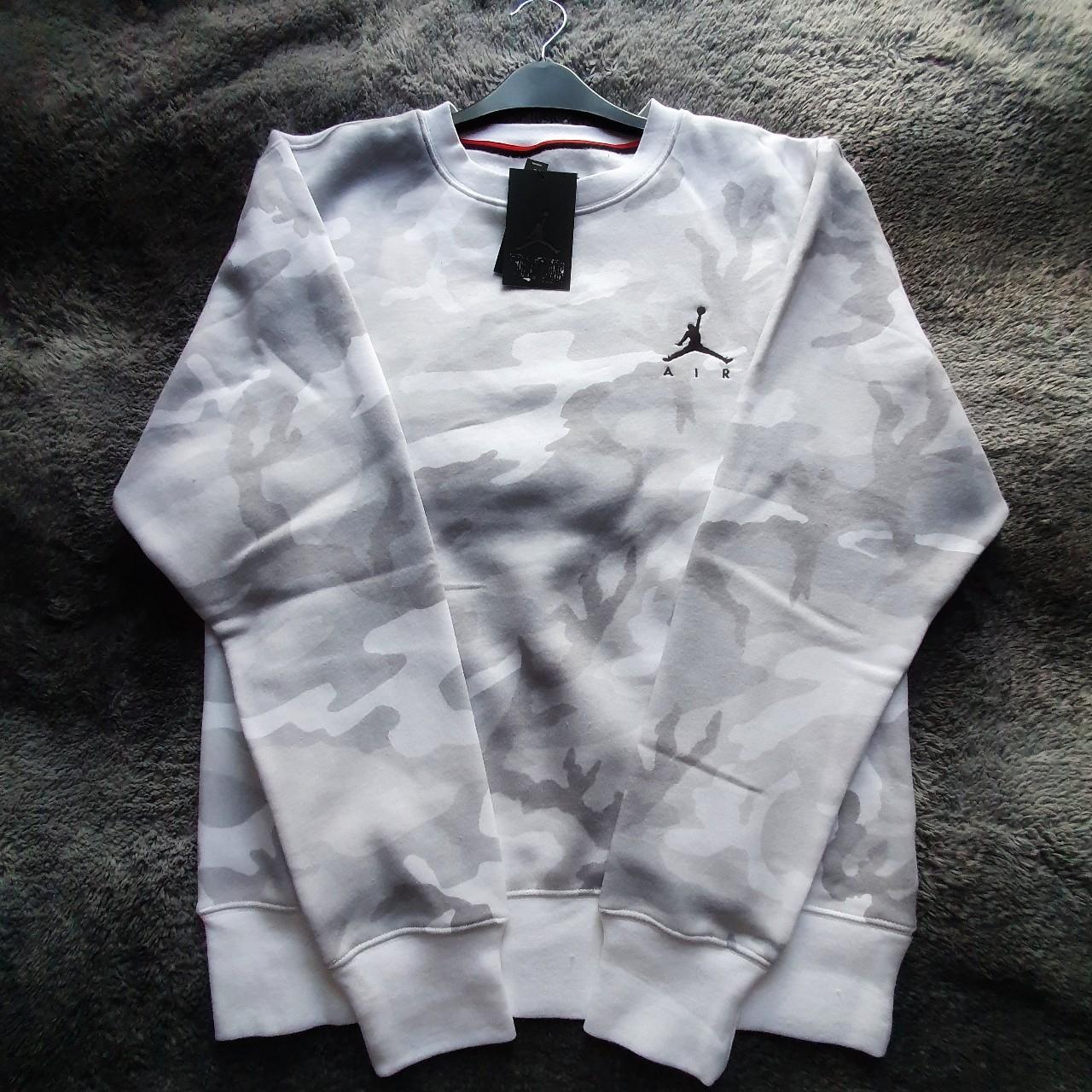 jordan jumpman air all over print camo fleece crew
