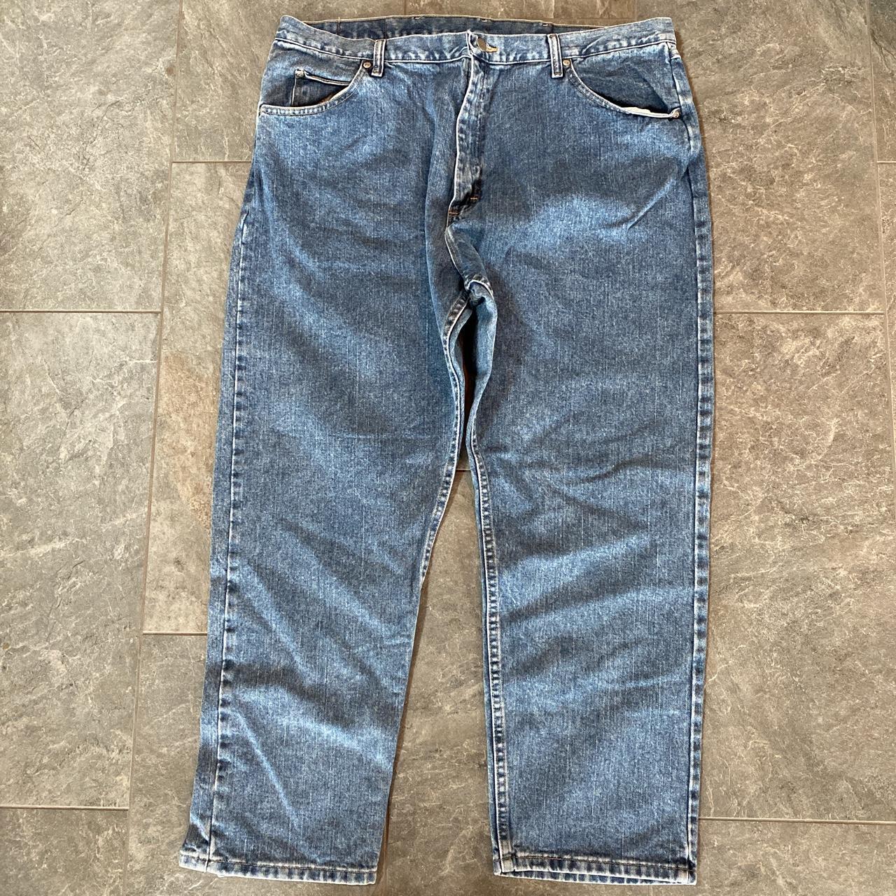 Wrangler medium washed zipper fly relaxed fit denim... - Depop