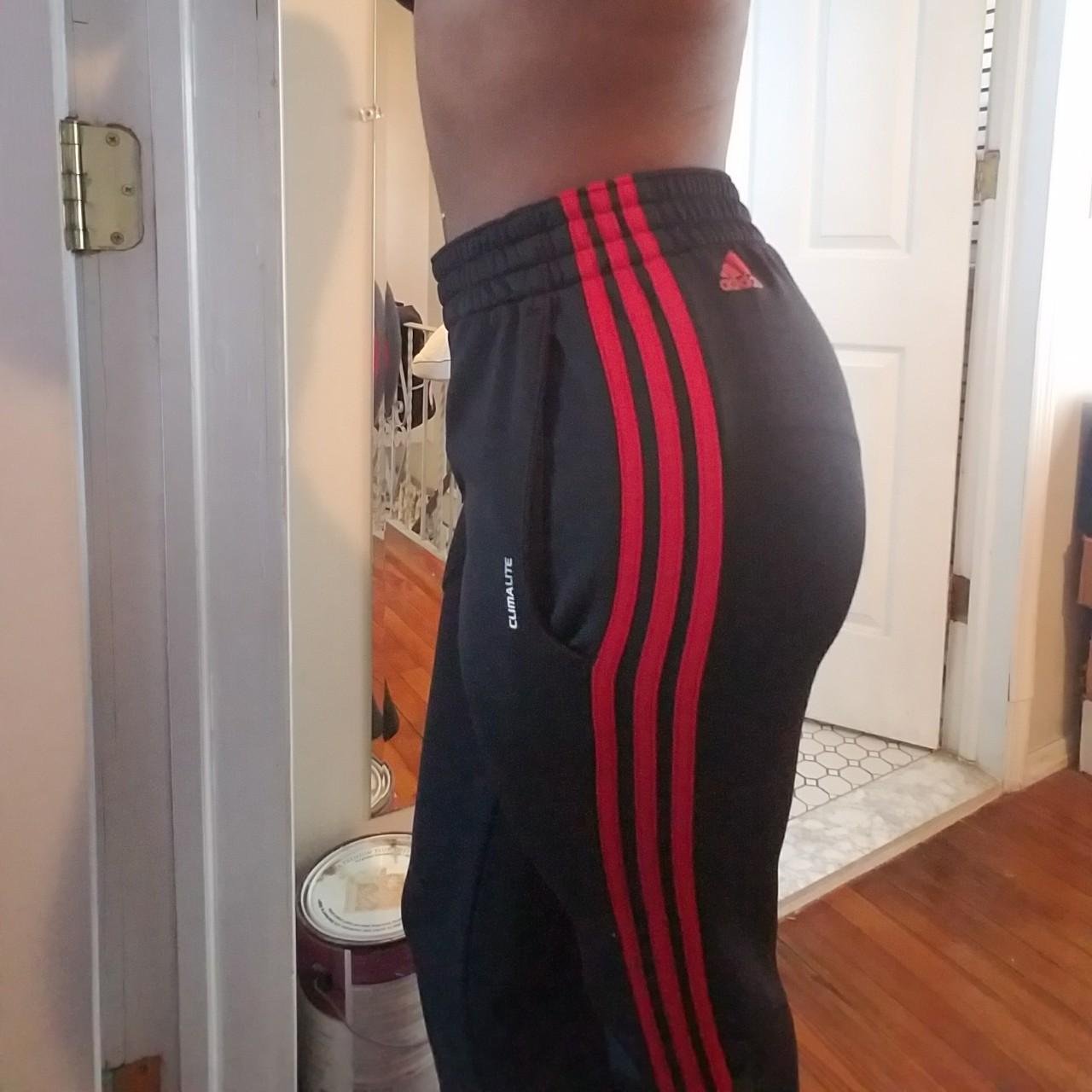 Red and black adidas pants hot sale