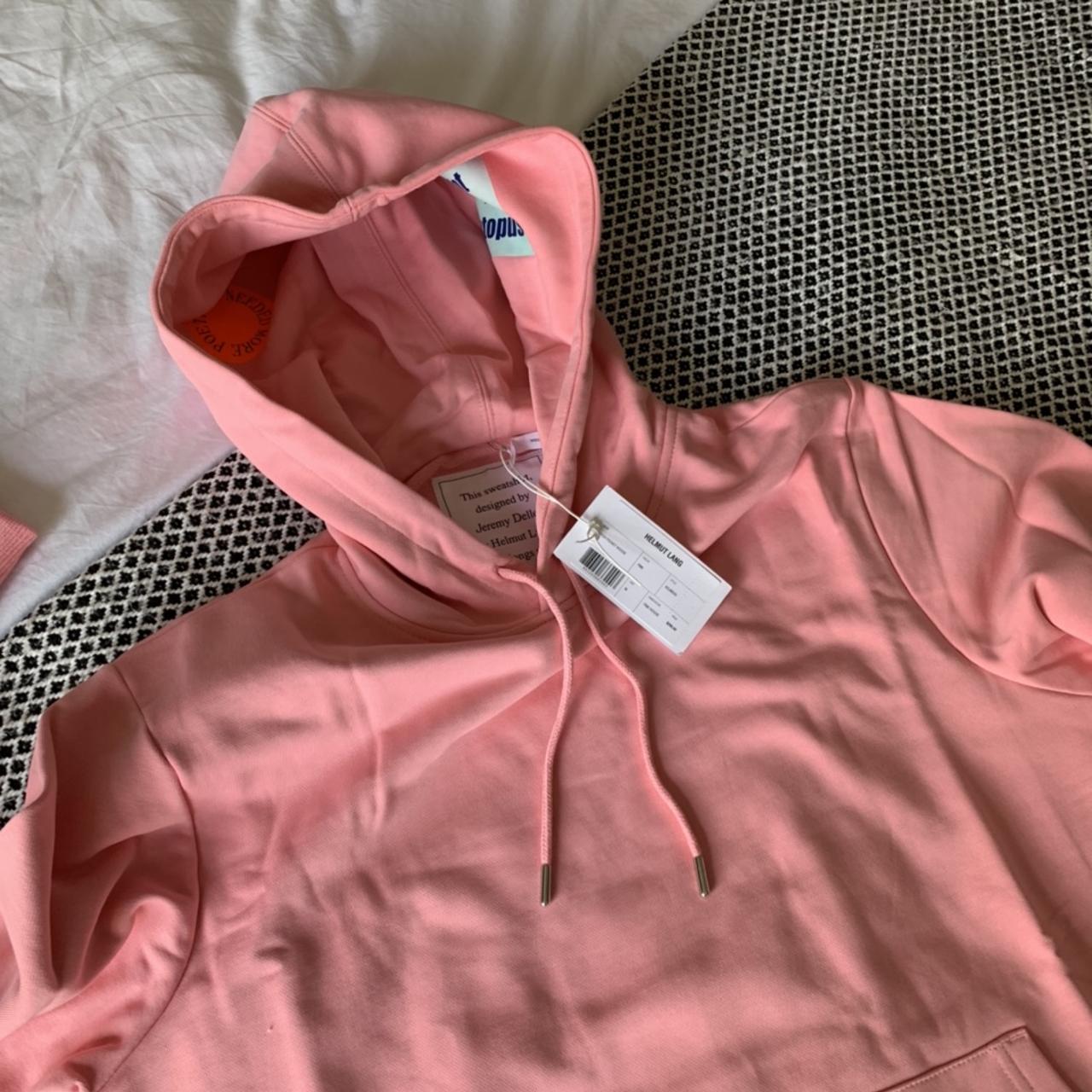 HELMUT LANG Pink Hooded Sweatshirt Hoodie. Brand Depop