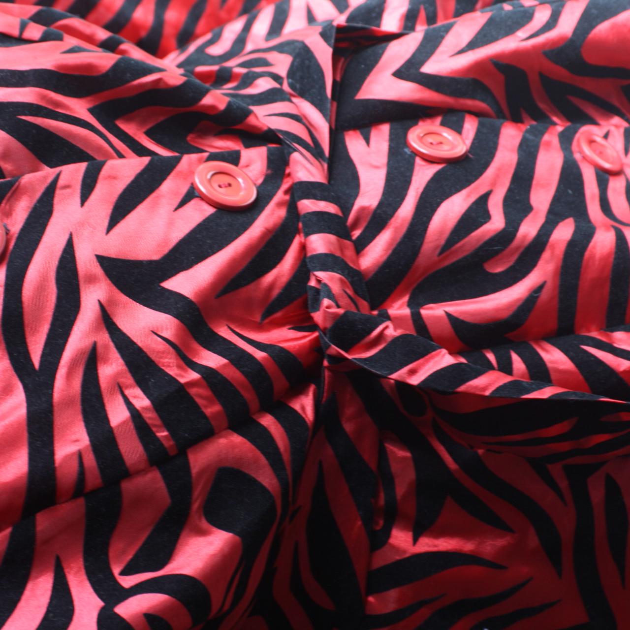 Wild!! Black and red zebra print belted jacket with... Depop