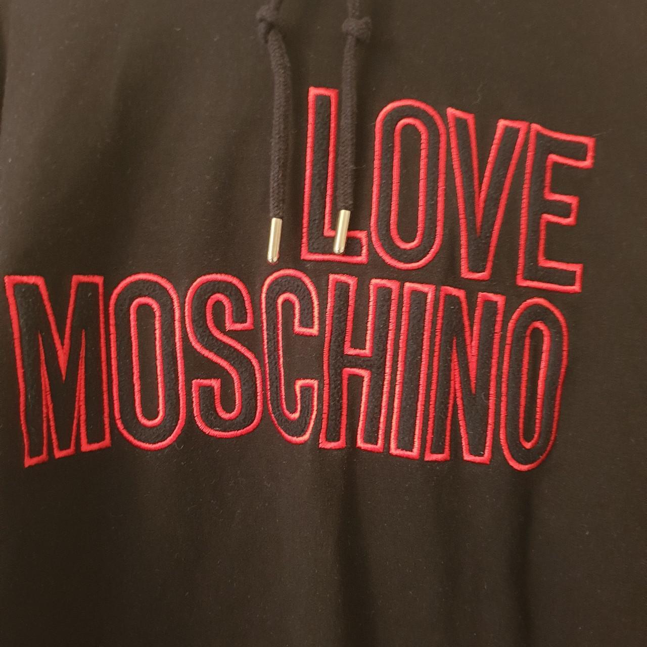 love moschino embroidered script hoodie. Proper... Depop