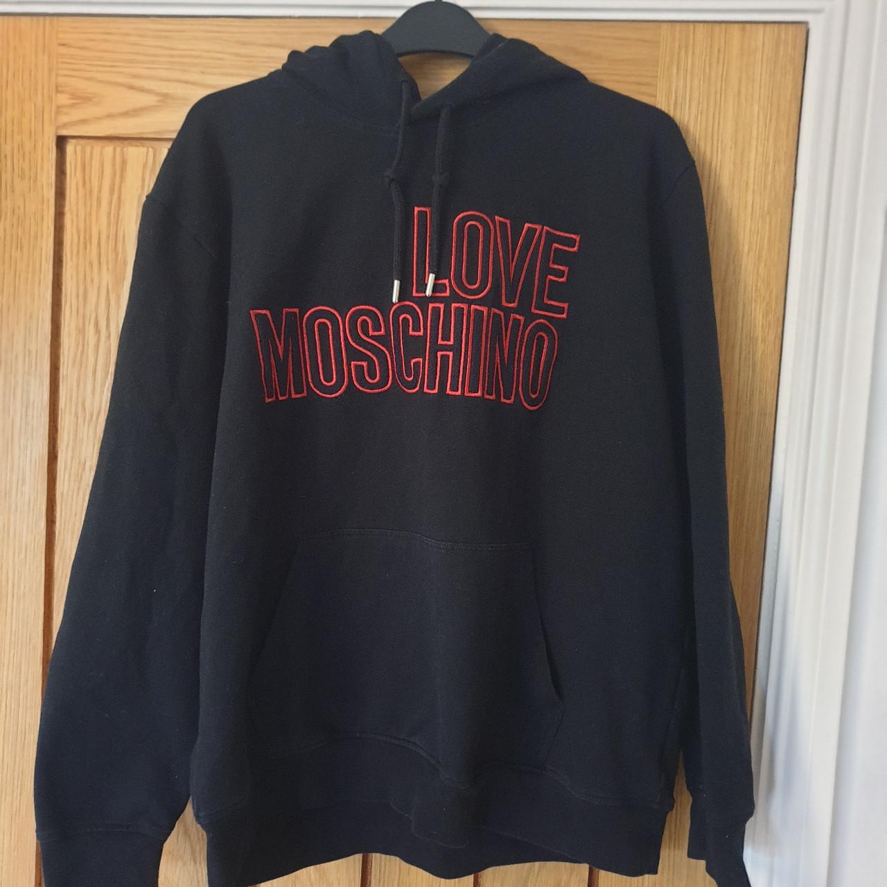 love moschino embroidered script hoodie. Proper... Depop