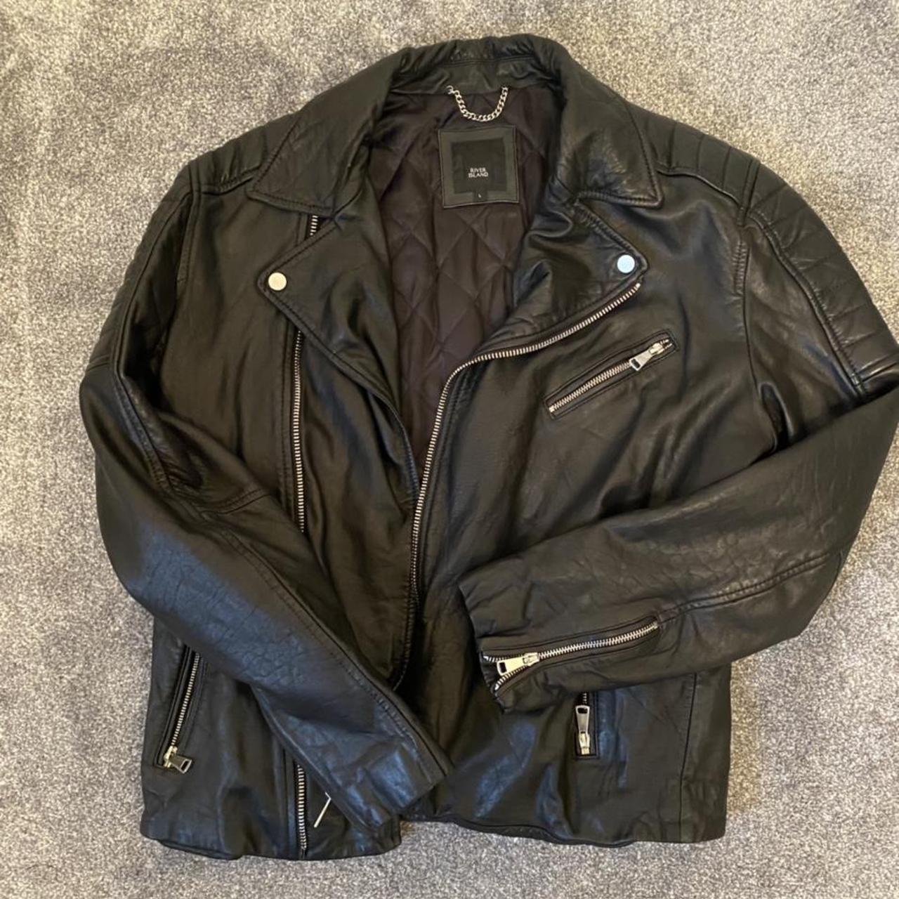 Men’s River Island leather jacket. Size Large... Depop