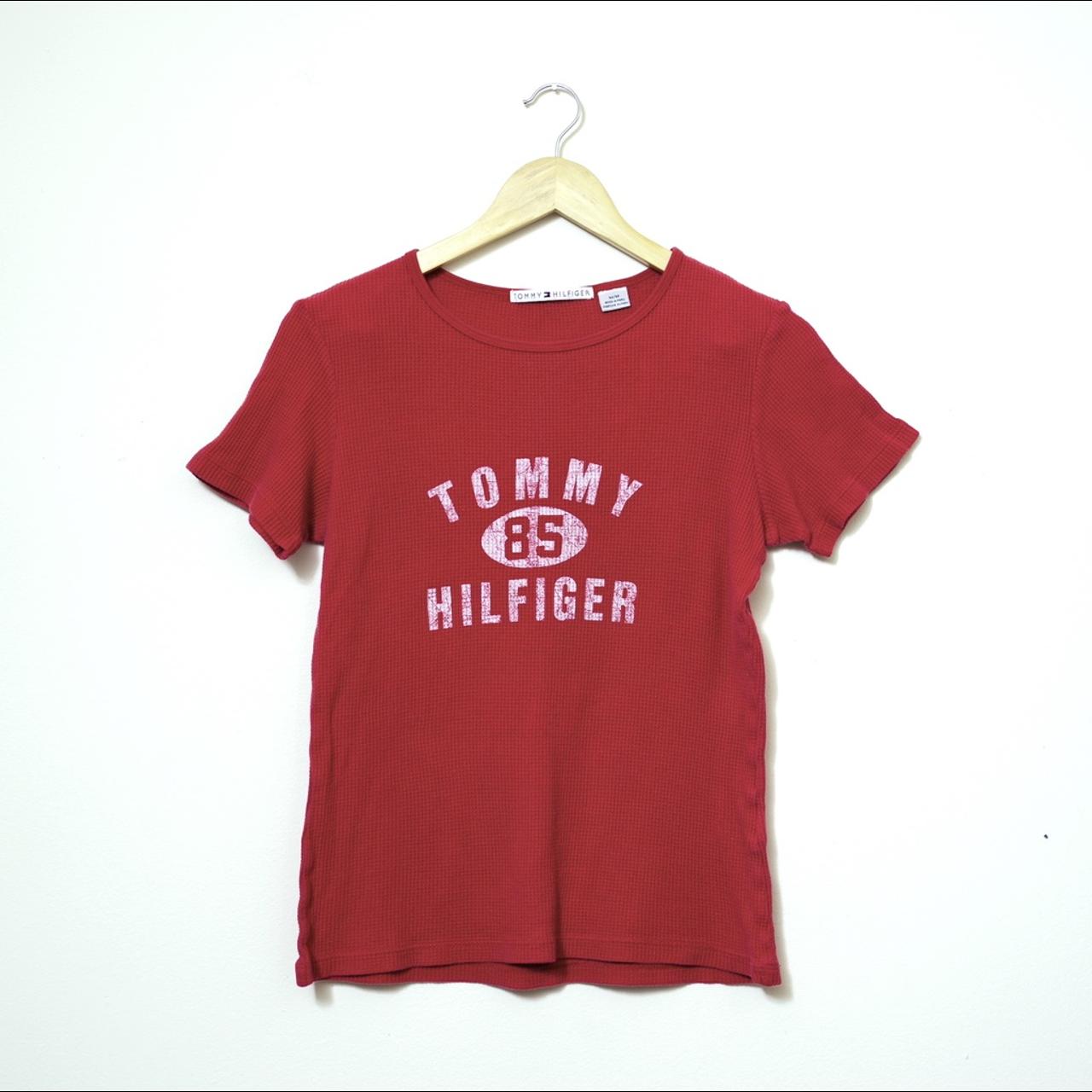 Tommy Hilfiger Women's Red and White T-shirt