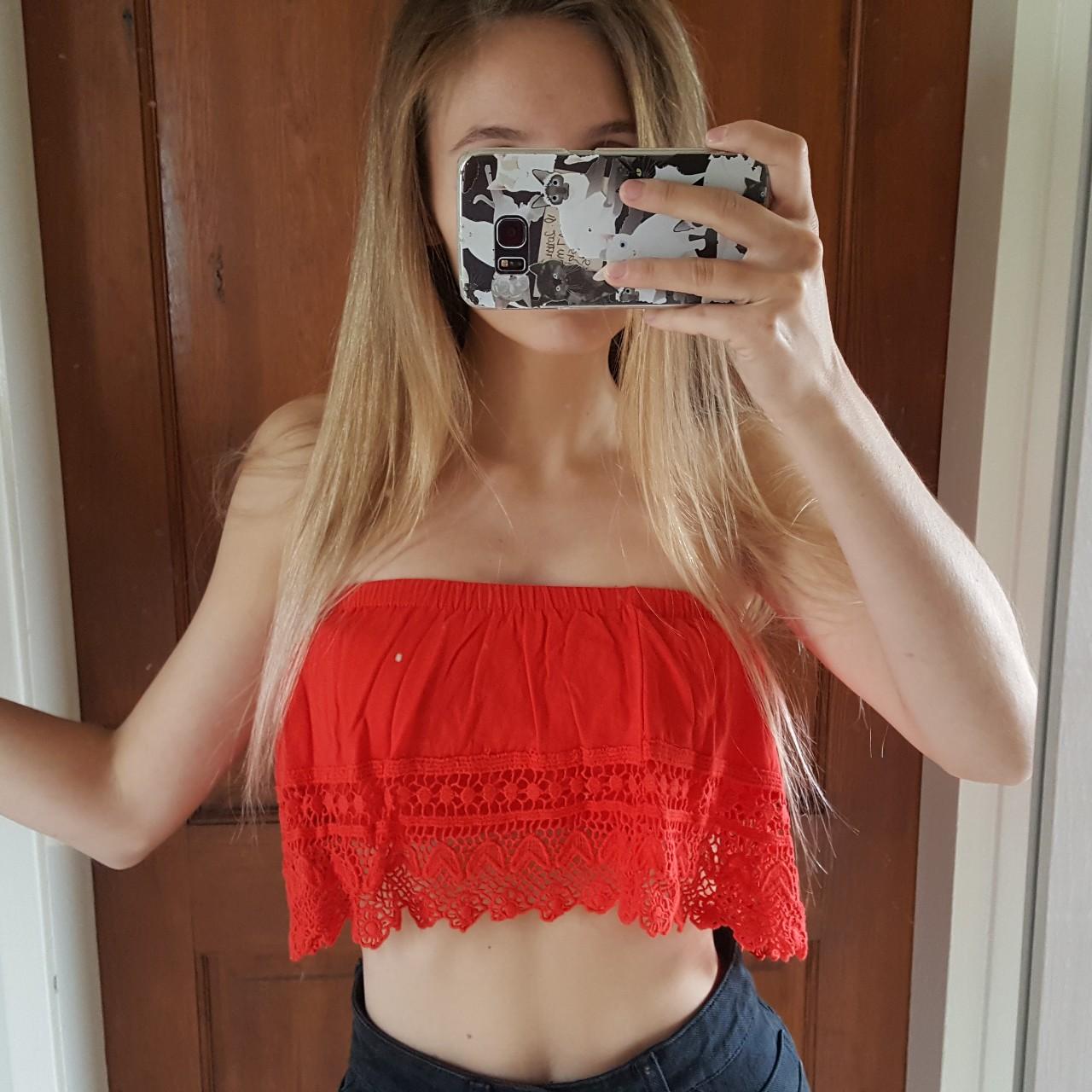 Red boob tube strapless bodycon crop top double