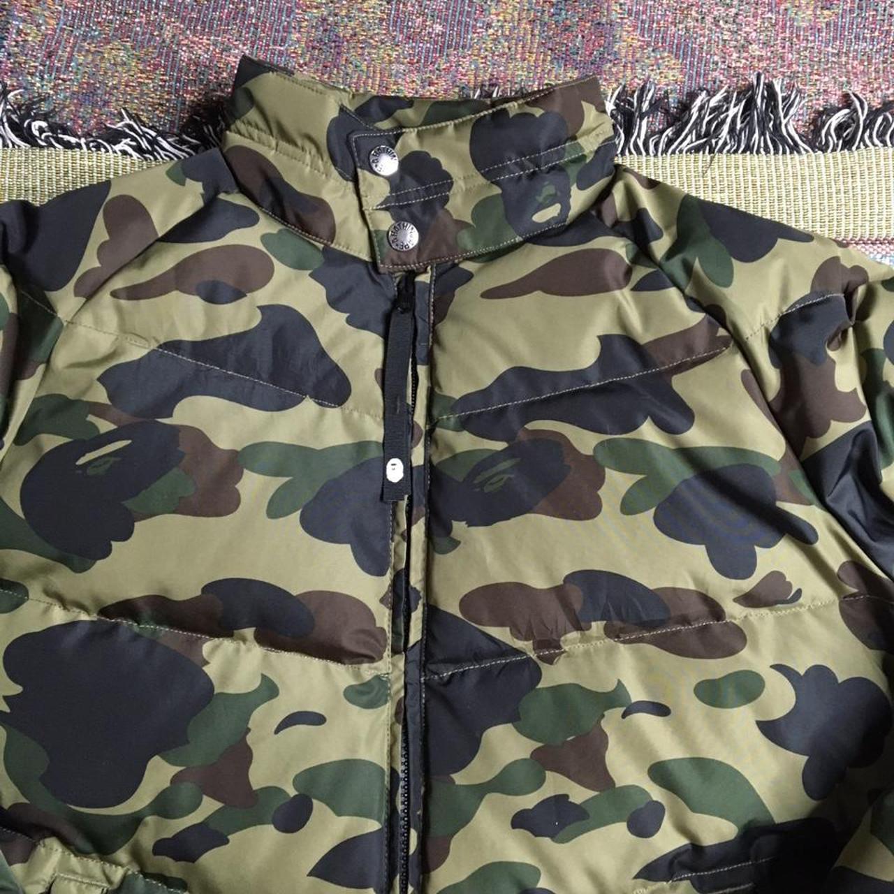 Bape Camo Puffer Down Coat OG Bathing Ape Green Camo... - Depop