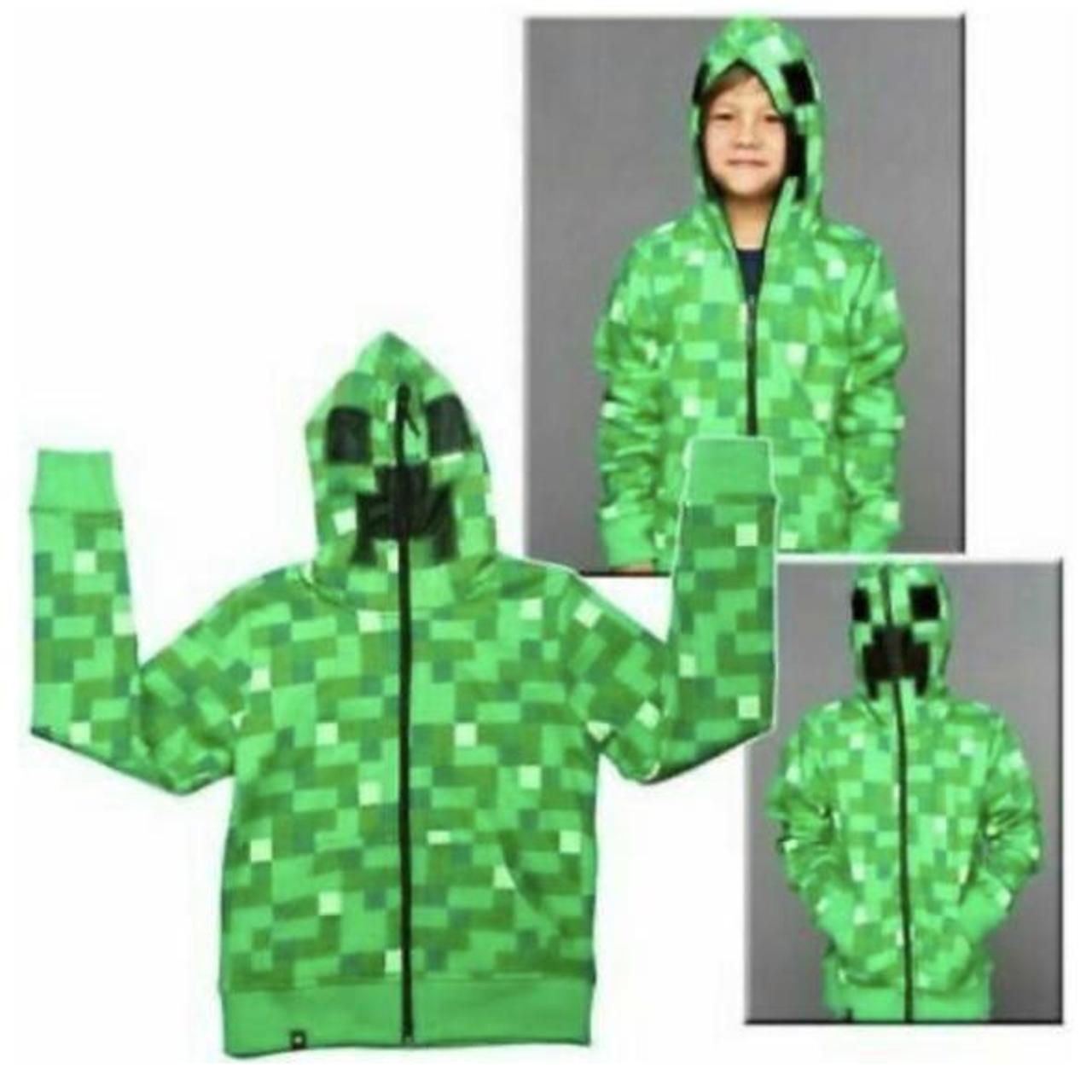 new minecraft creeper zip up hoodie age 12-14... - Depop