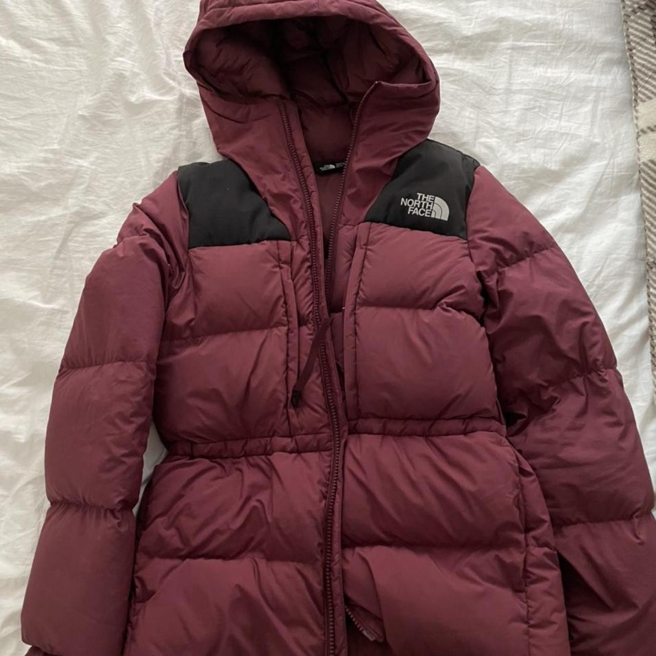 North face puffer jacket in maroon. Size xs but can... - Depop