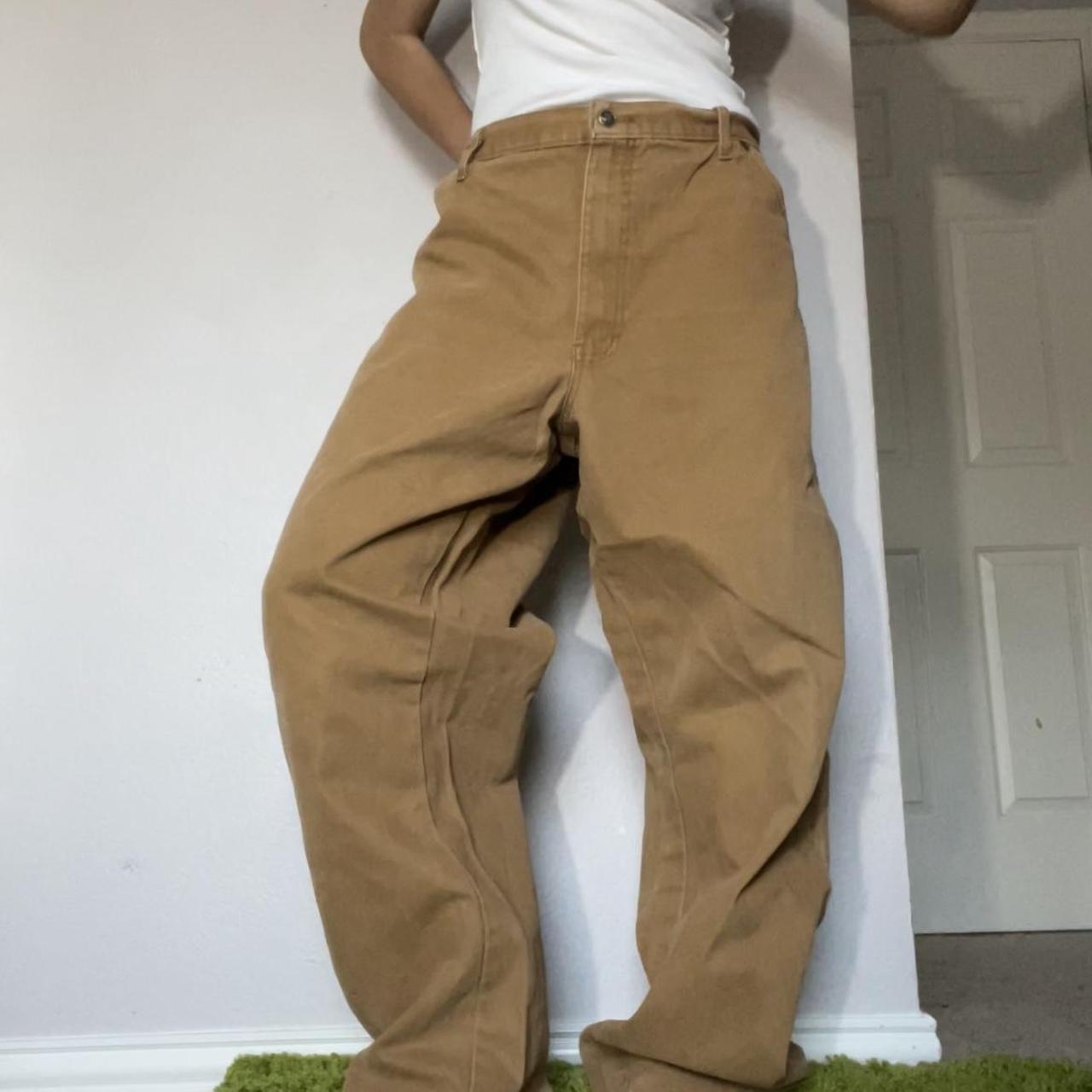 📺 sick vintage tan/cream/brown dickies jeans/pants... - Depop