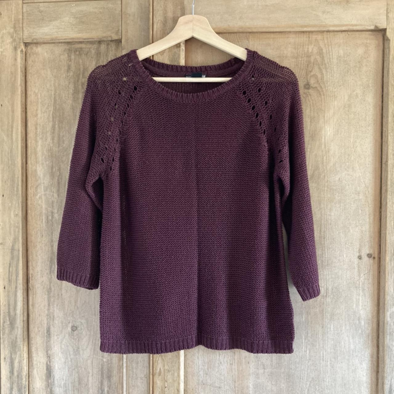 Purple/red, velvet, knit H&M jumper/sweatshirt - Depop