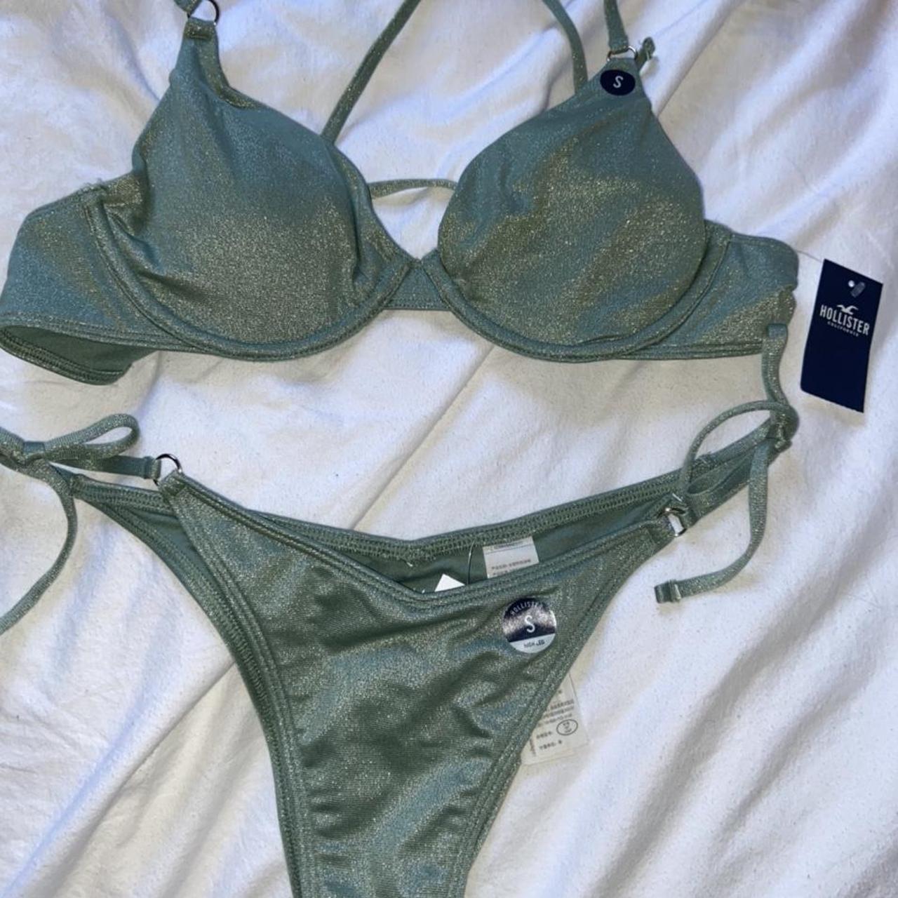 Hollister green glitter bikini BRAND NEW with Depop