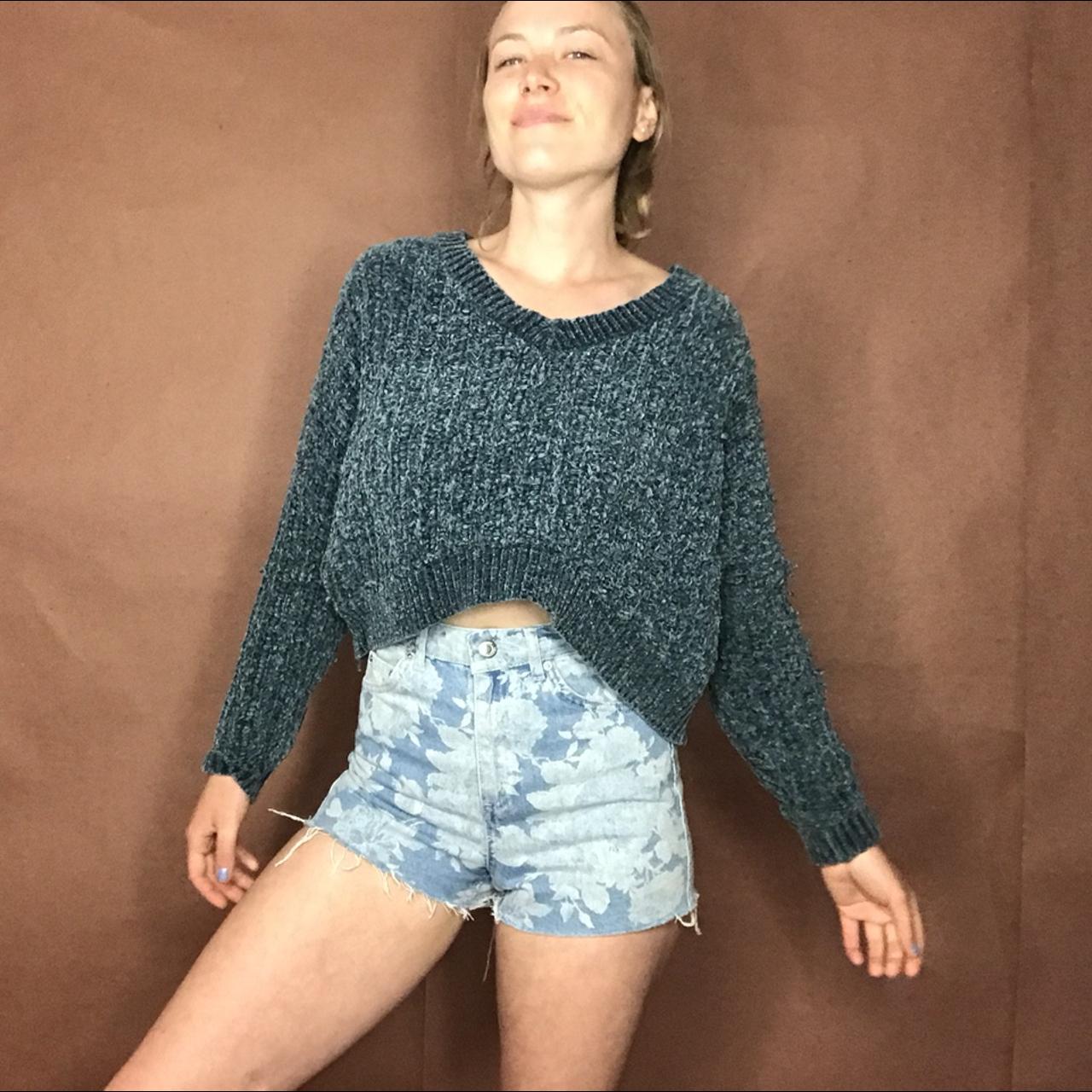 Wild Fable Target Blue Chenille Crop Sweater Depop