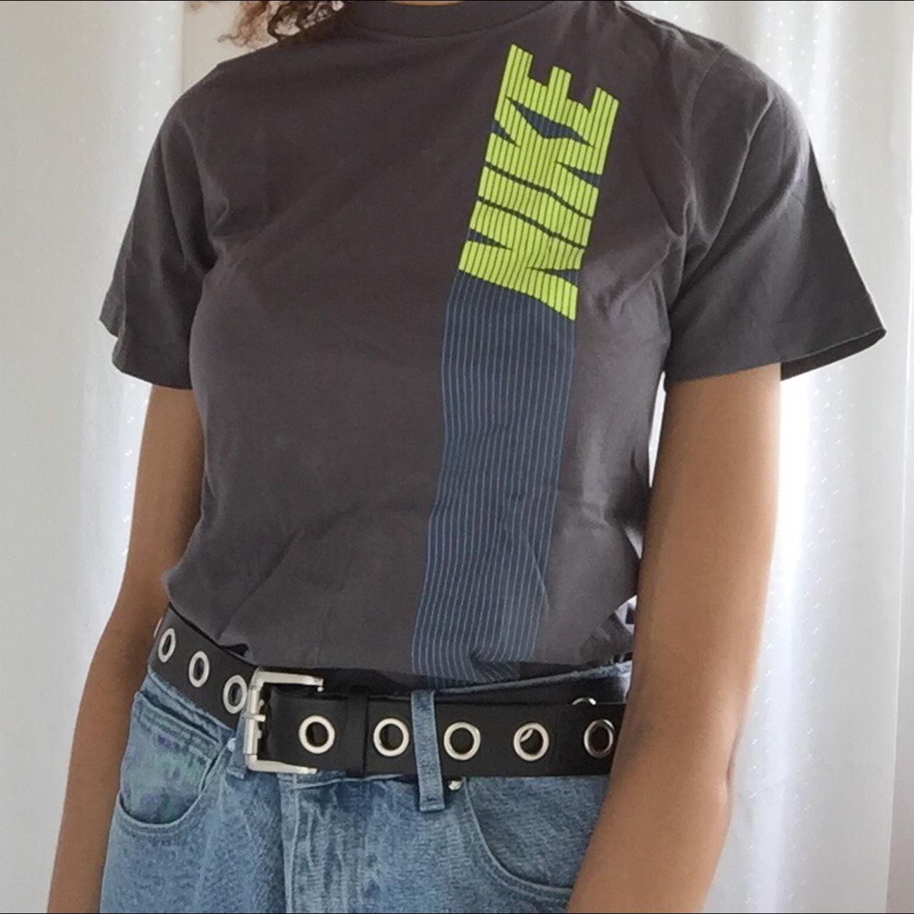 Nike tee 🌪⚡️ Vintage grey Nike t shirt with lime... Depop