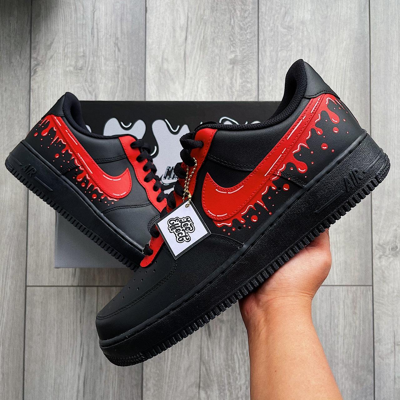 Custom Nike Air Force 1 Ink Drip Air - Depop