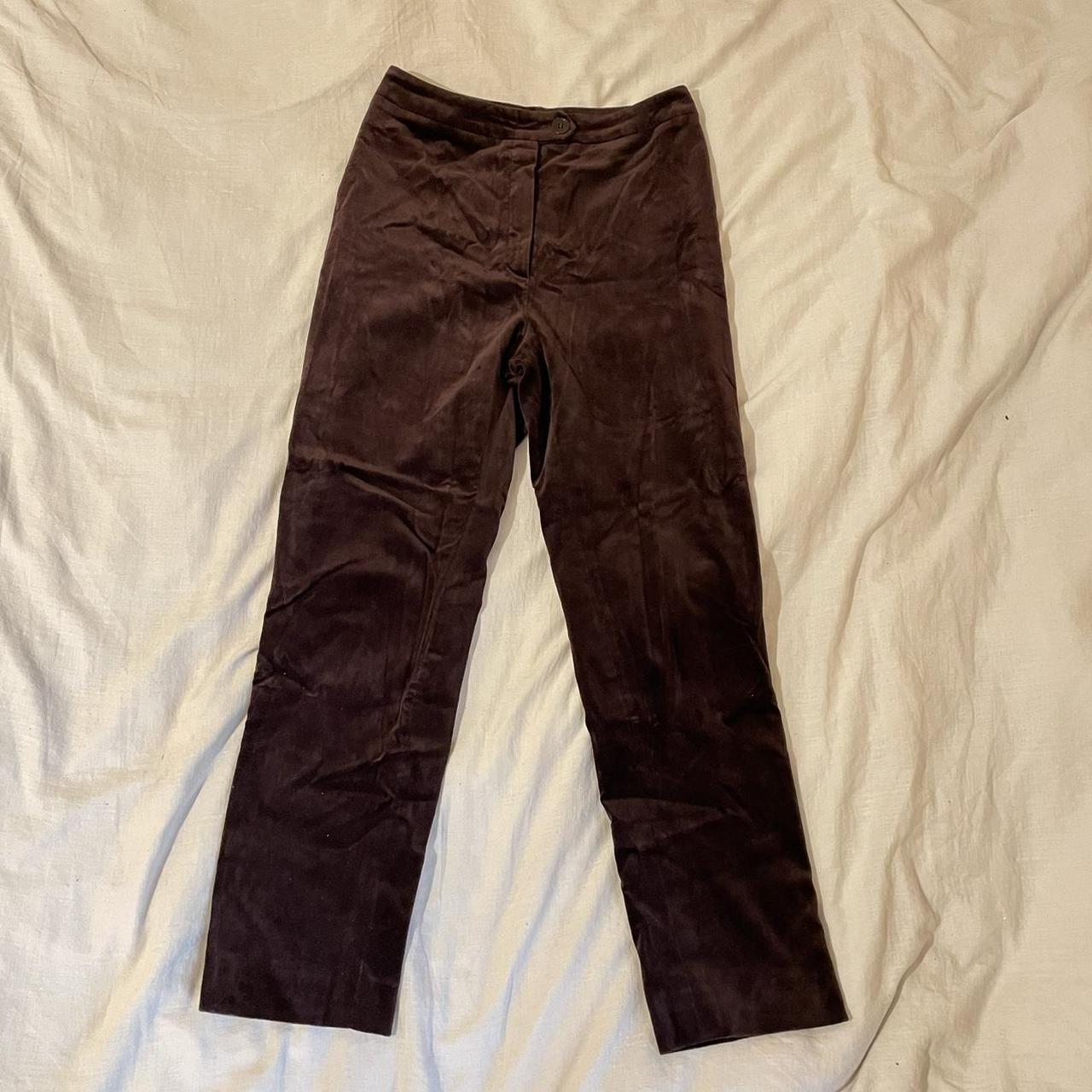 chocolate brown velvet trousers !! W29, L29-30... - Depop