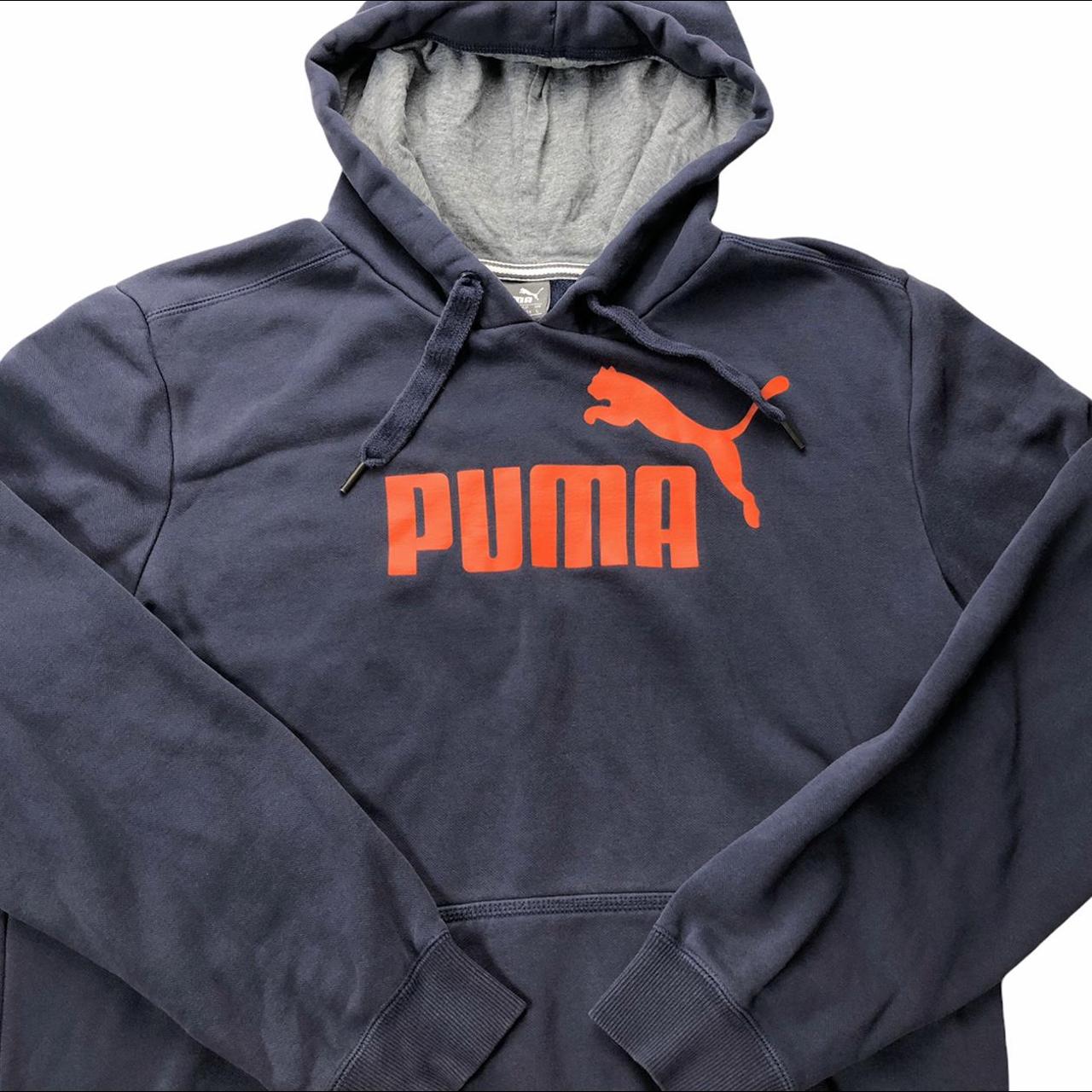 Men’s navy blue puma hoodie. Featuring large spell... - Depop