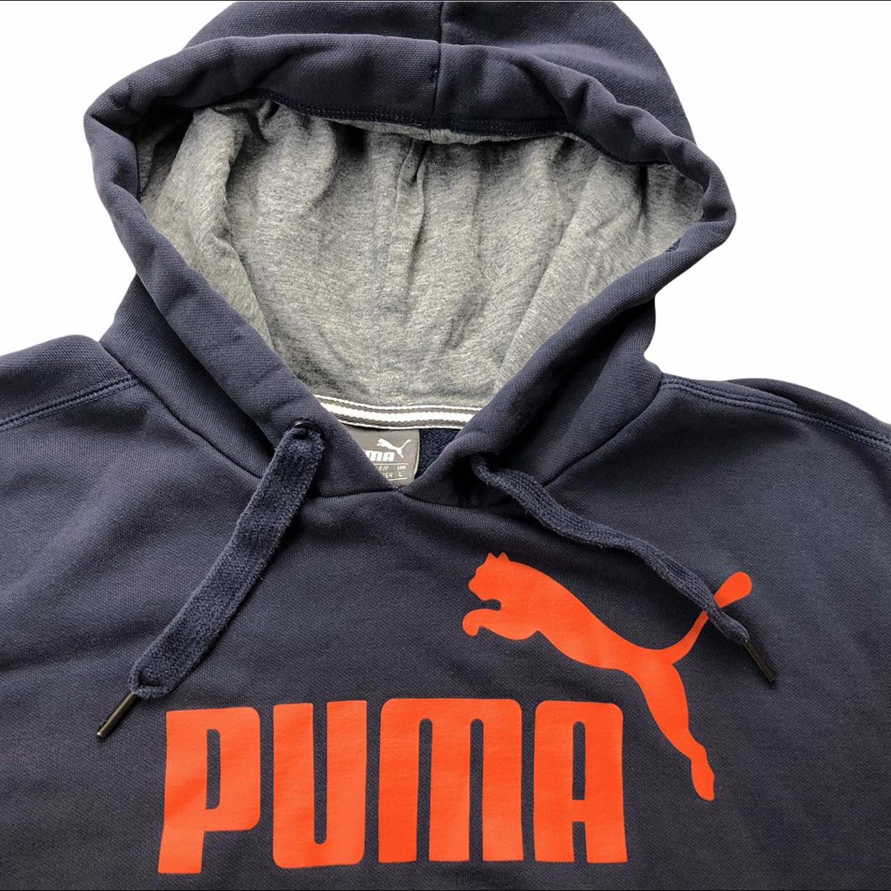 Men’s navy blue puma hoodie. Featuring large spell... - Depop