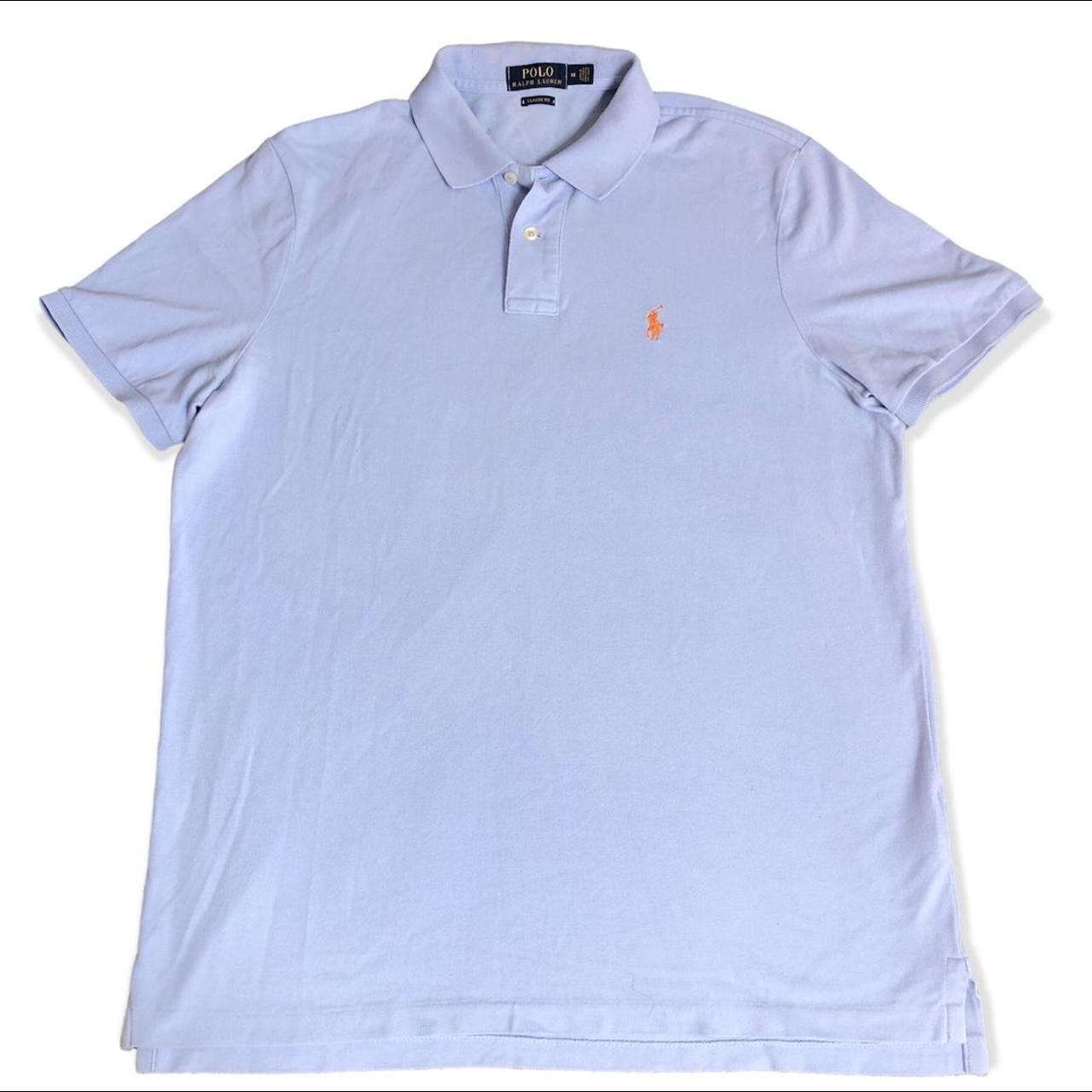 Men’s blue and orange Ralph Lauren polo T-shirt.... - Depop