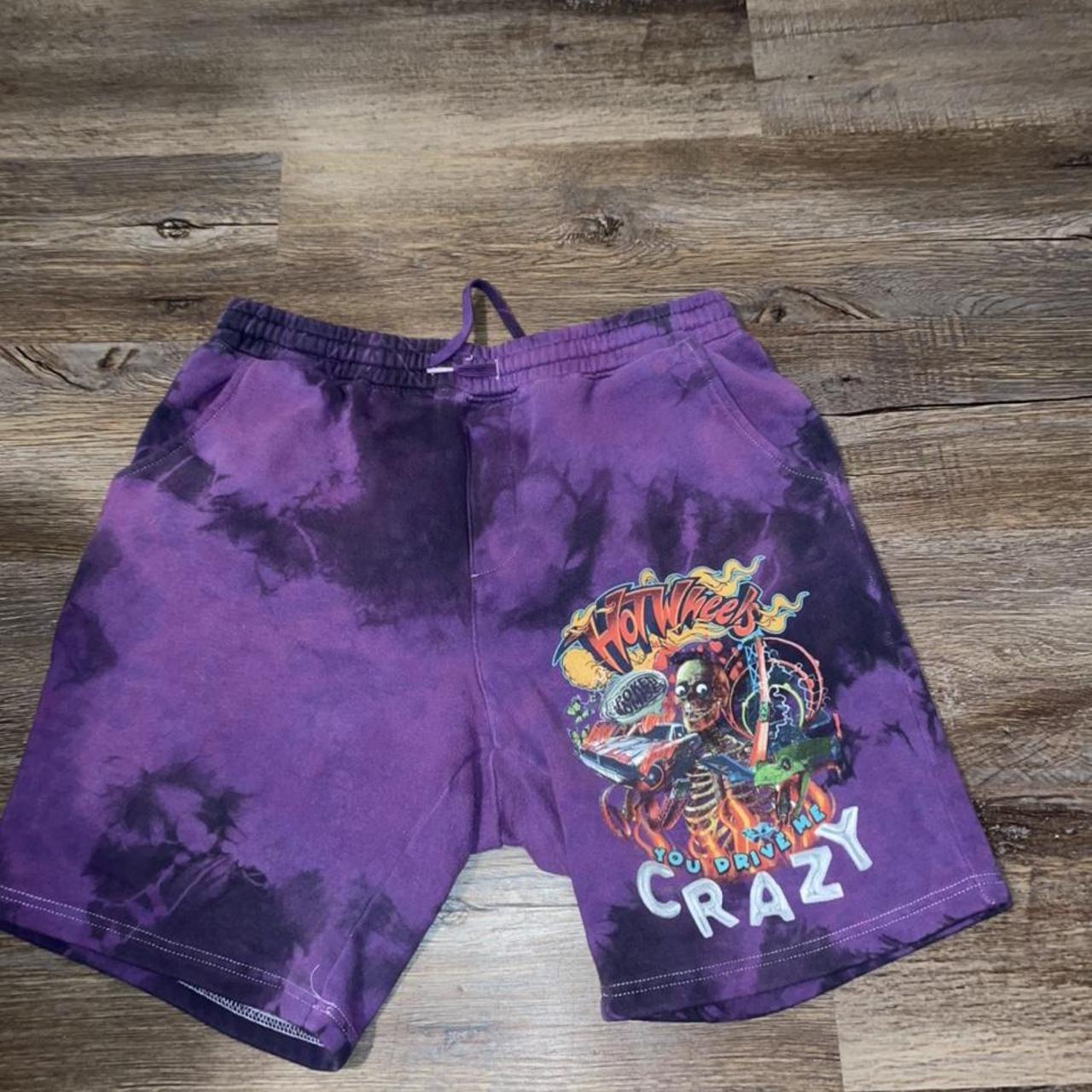 Zumiez Men's Black and Purple Shorts Depop