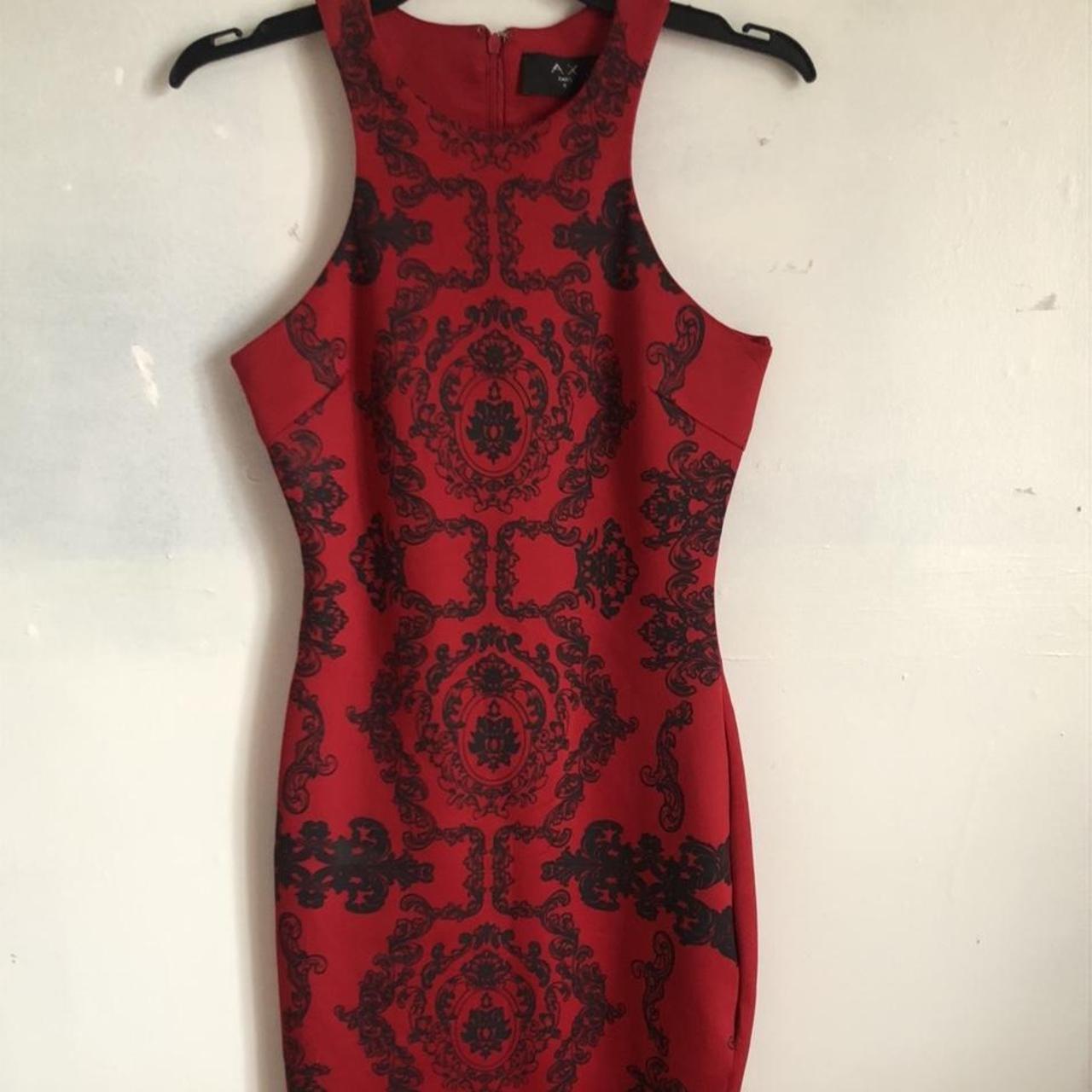 Armani Exchange Women's Black and Red Dress Depop