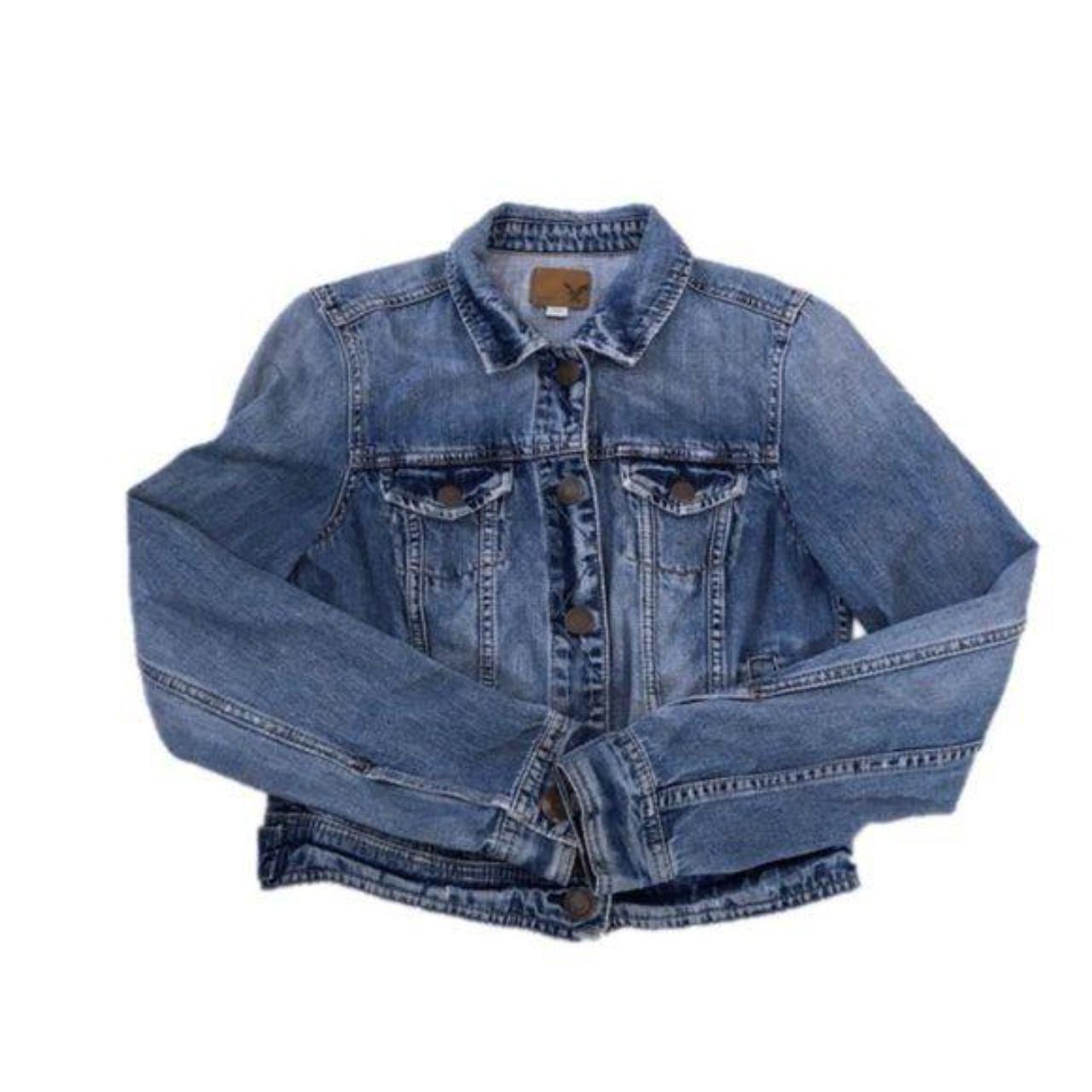 Blue cotton jean jacket by American Eagle Outfitters... - Depop