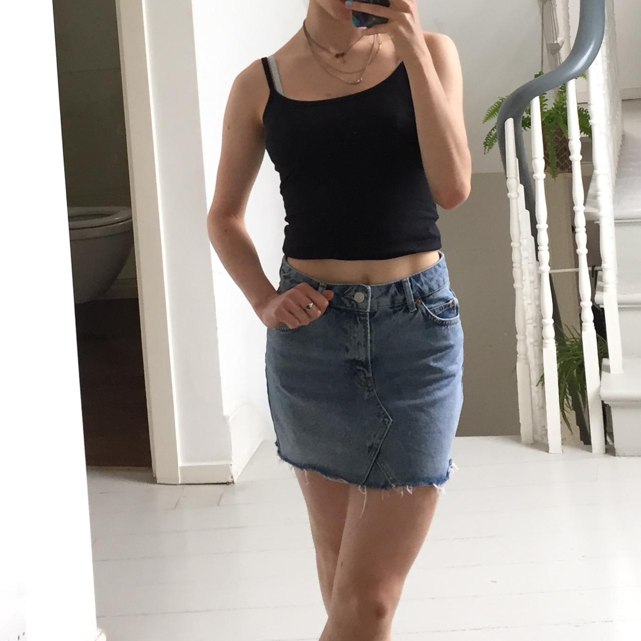 light blue denim mini skirt from top shop,