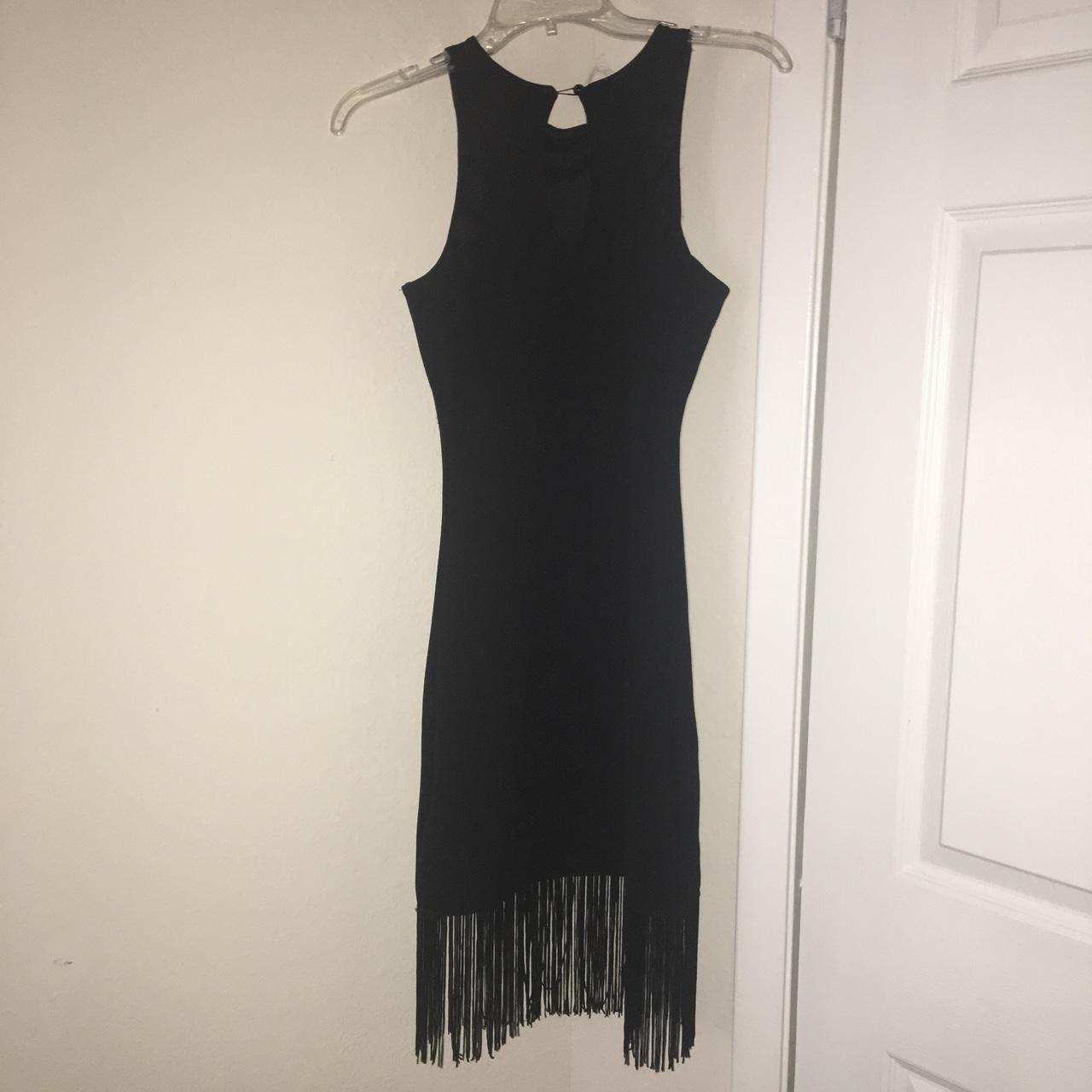 Black midi dress with string bottom. Charlotte Russe - Depop