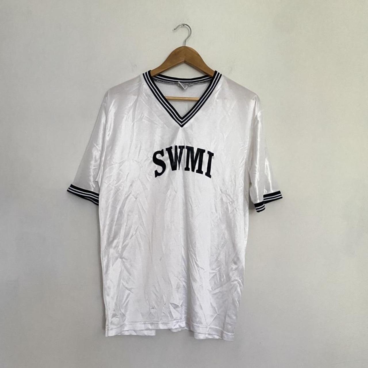 Vintage Y2k white and black soccer jersey with... - Depop