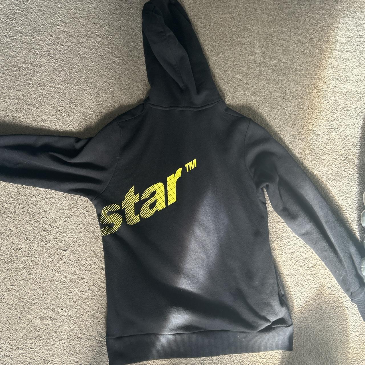 Trapstar Men's Yellow and Black Hoodie Depop