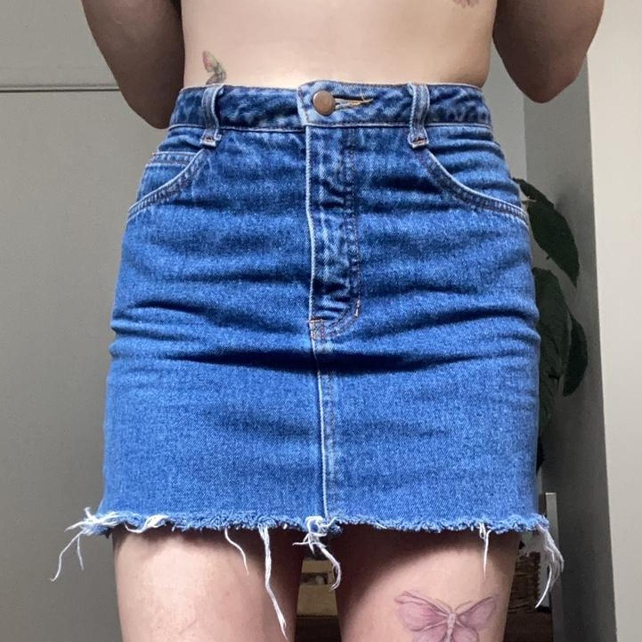 High rise denim clearance mini skirt gap