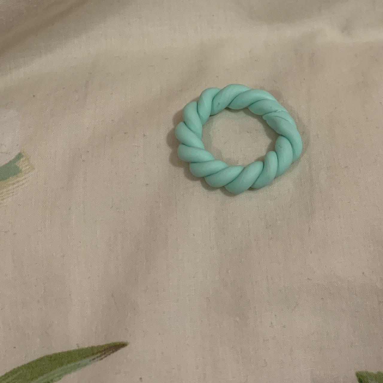chunky twisty blue ring size x large msg me any... - Depop