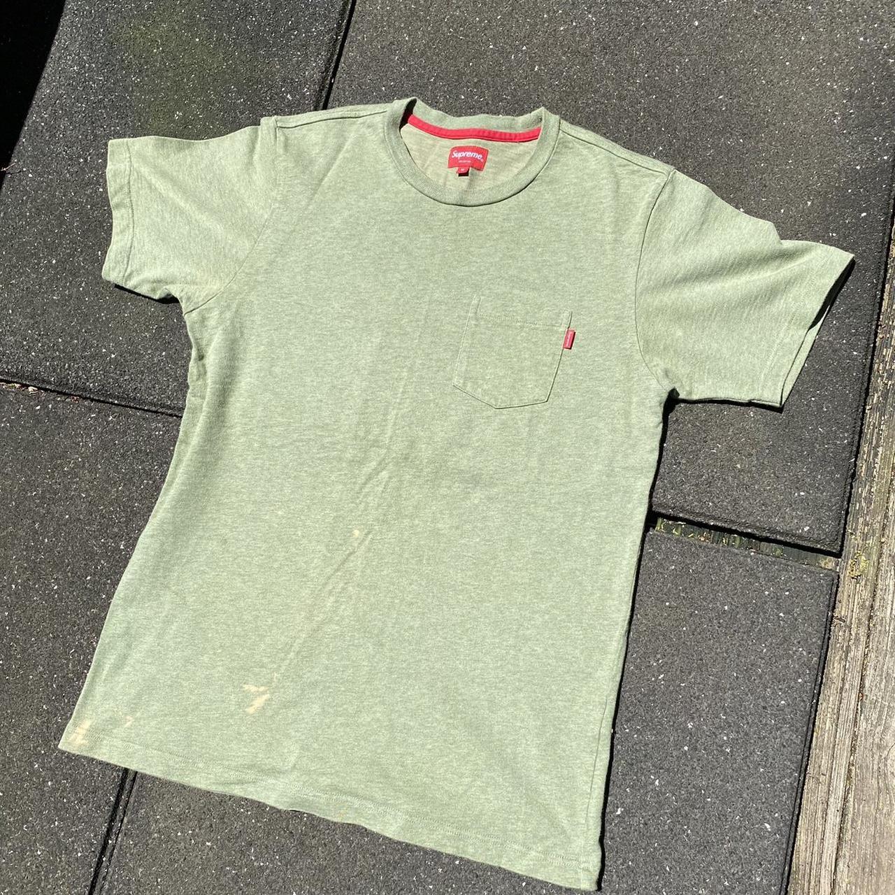 pea green supreme pocket tee, size medium fits...