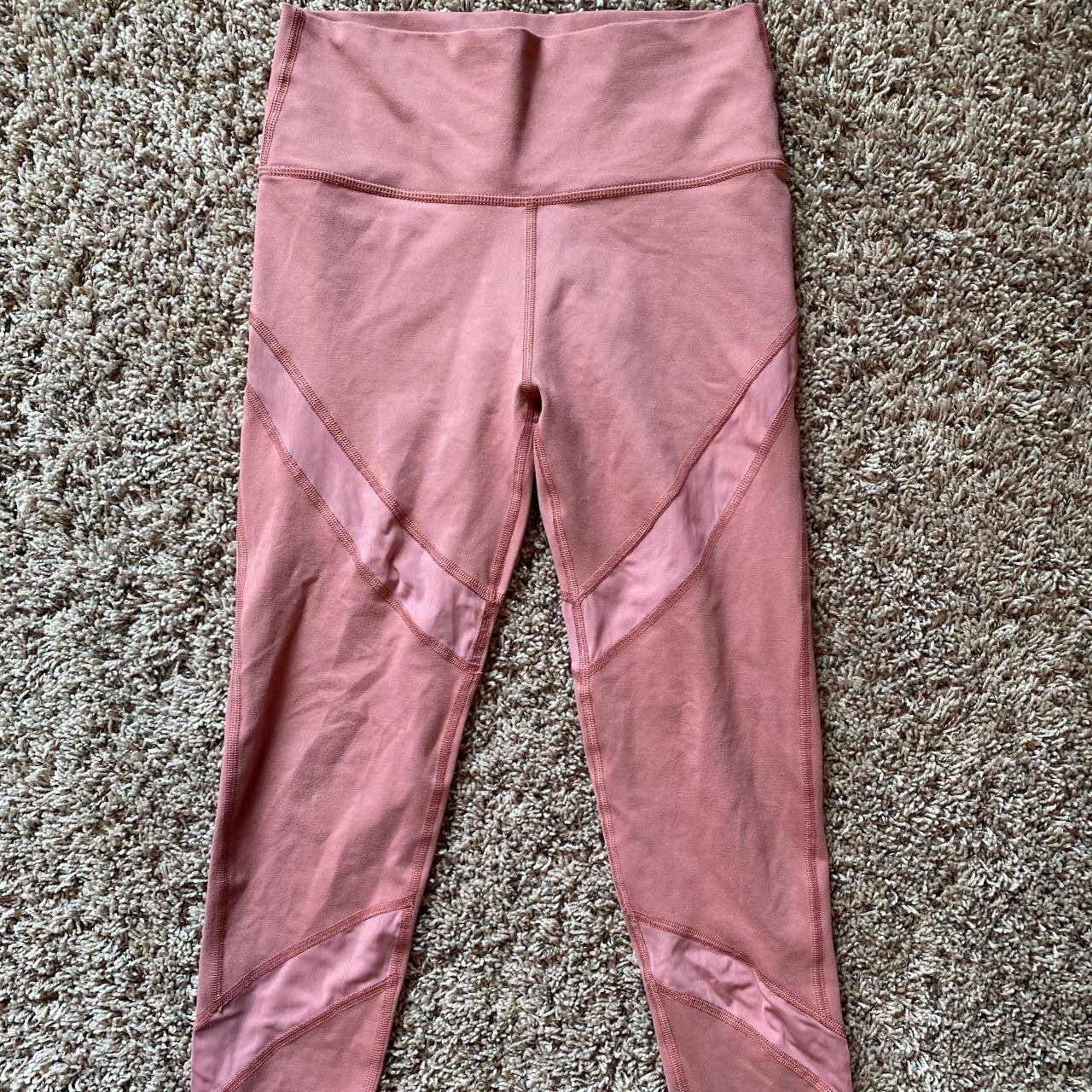 Aerie Dusty Pink Leggings with Mesh Panels with... - Depop