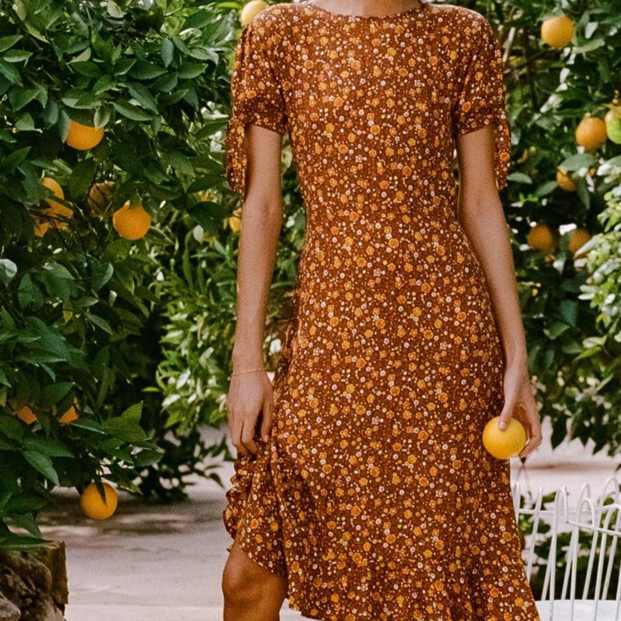 Faithfull The Brand Women's Brown and Orange Dress (3)