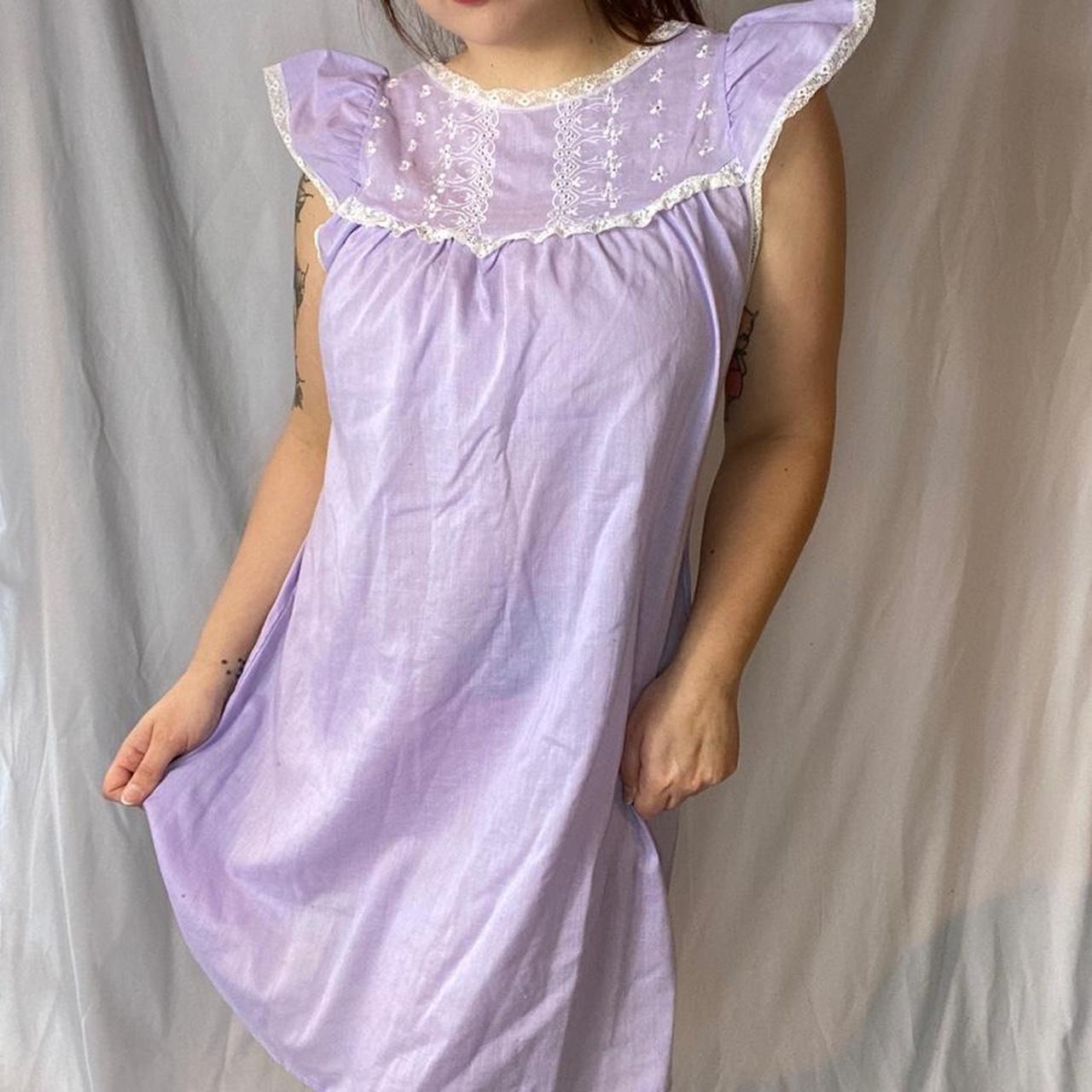 Vintage pastel purple dress. Retro light night gown.... - Depop