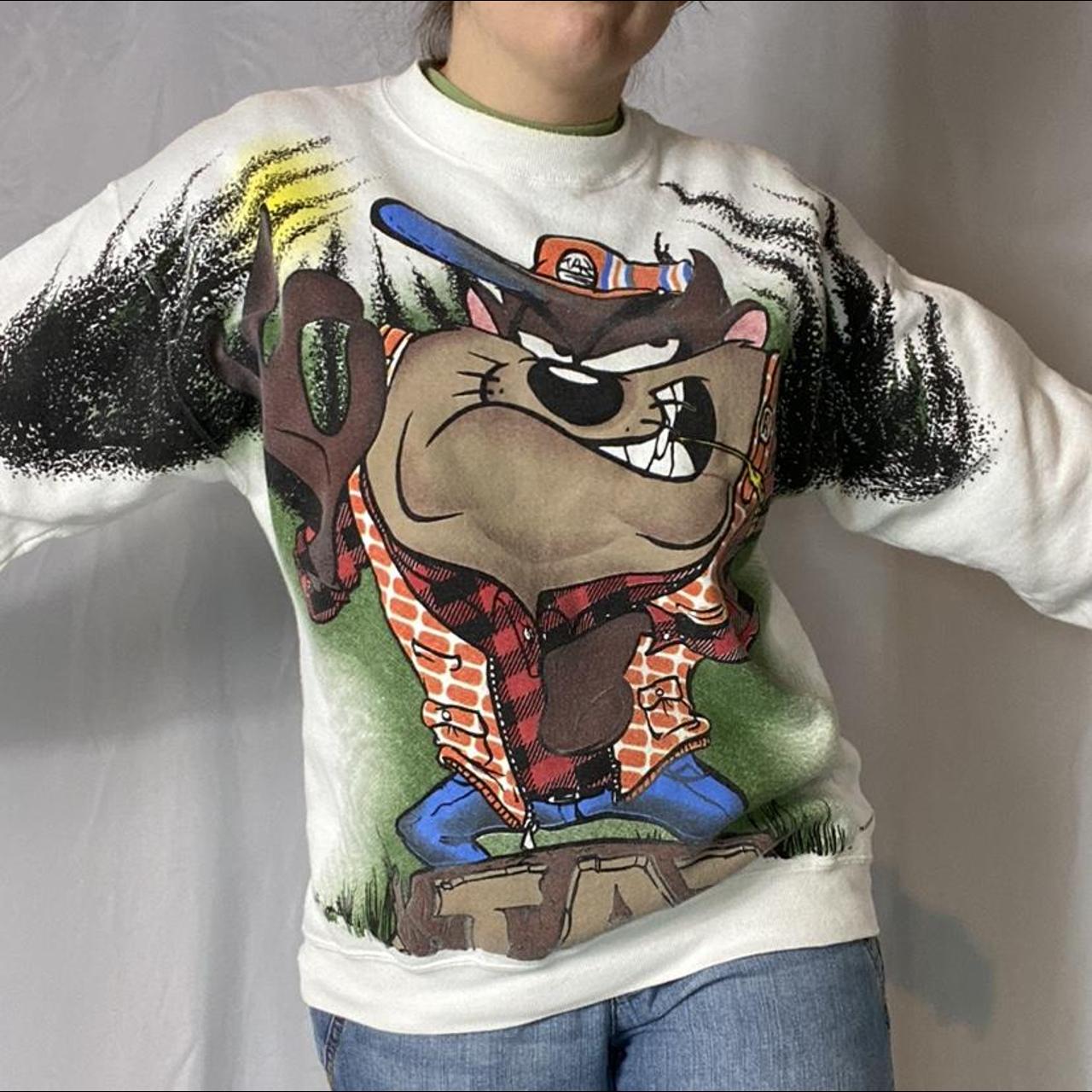 Vtg Taz Chicago Bears YOUTH T-Shirt All Over Print Looney Tunes