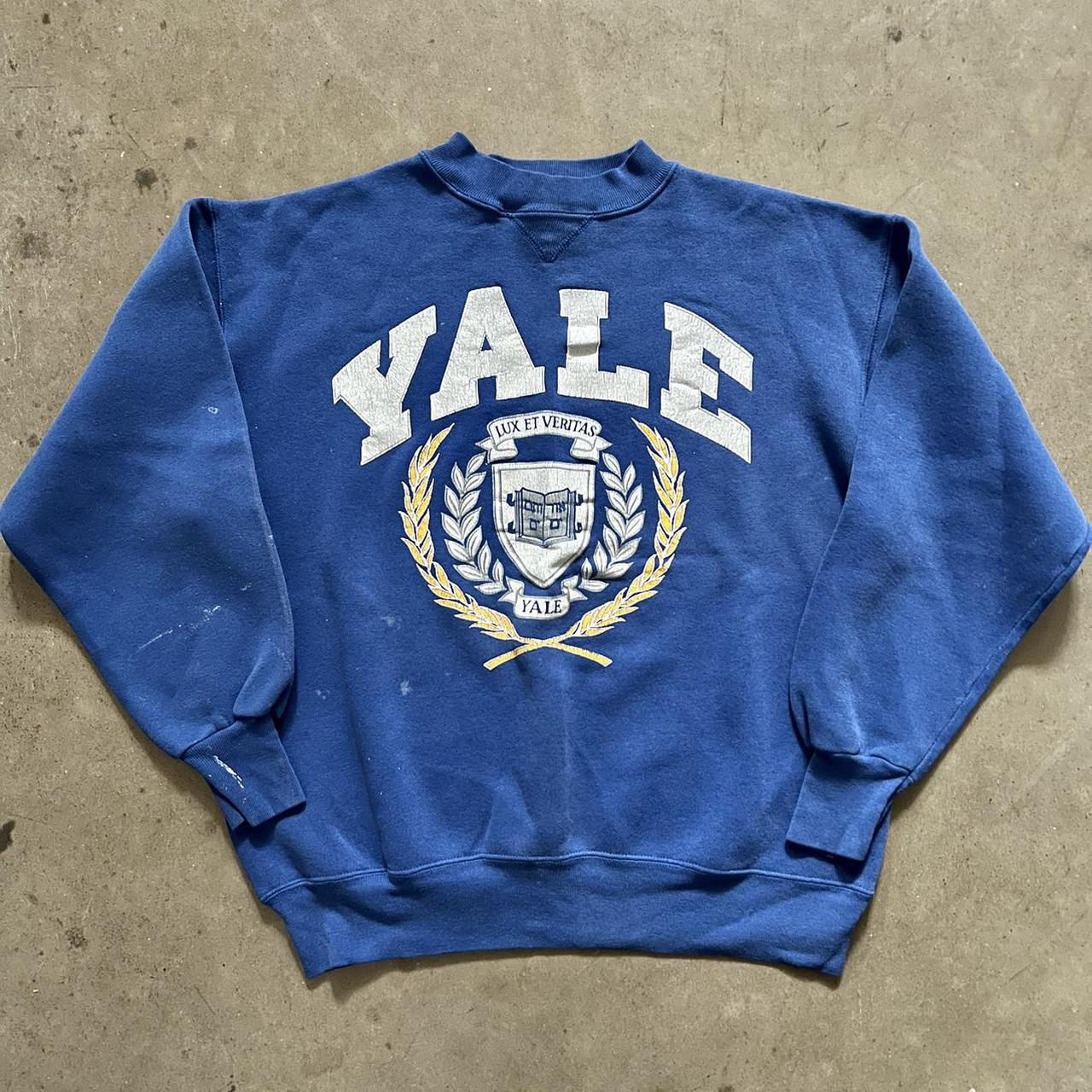 Vintage 1980s Champion Yale University Crewneck... - Depop