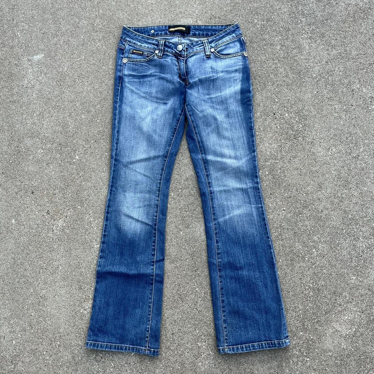 BVLGARI designer bejeweled stretchy bootcut jeans... - Depop