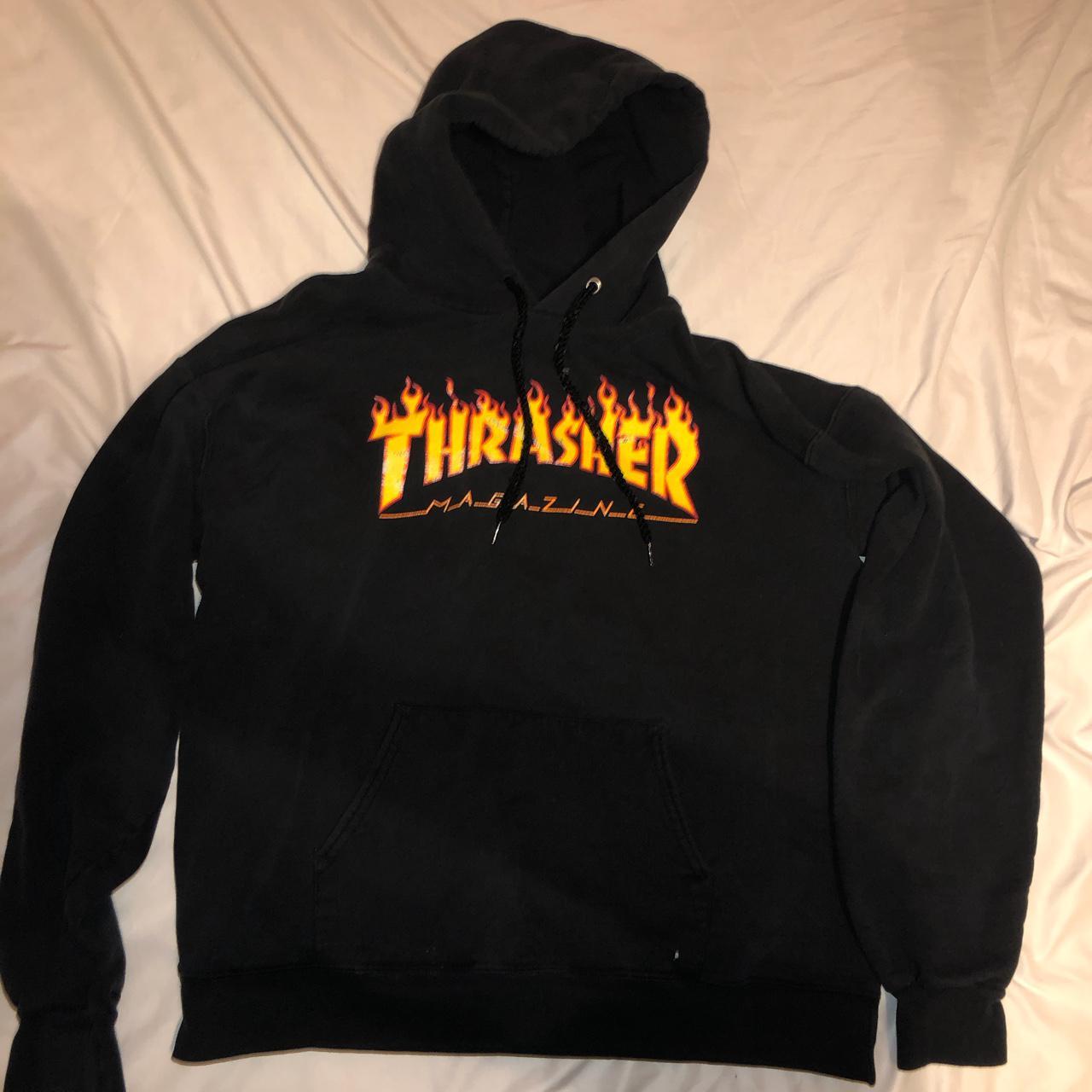 Thrasher Hoodie, Medium Sized, slightly washed. Free... - Depop