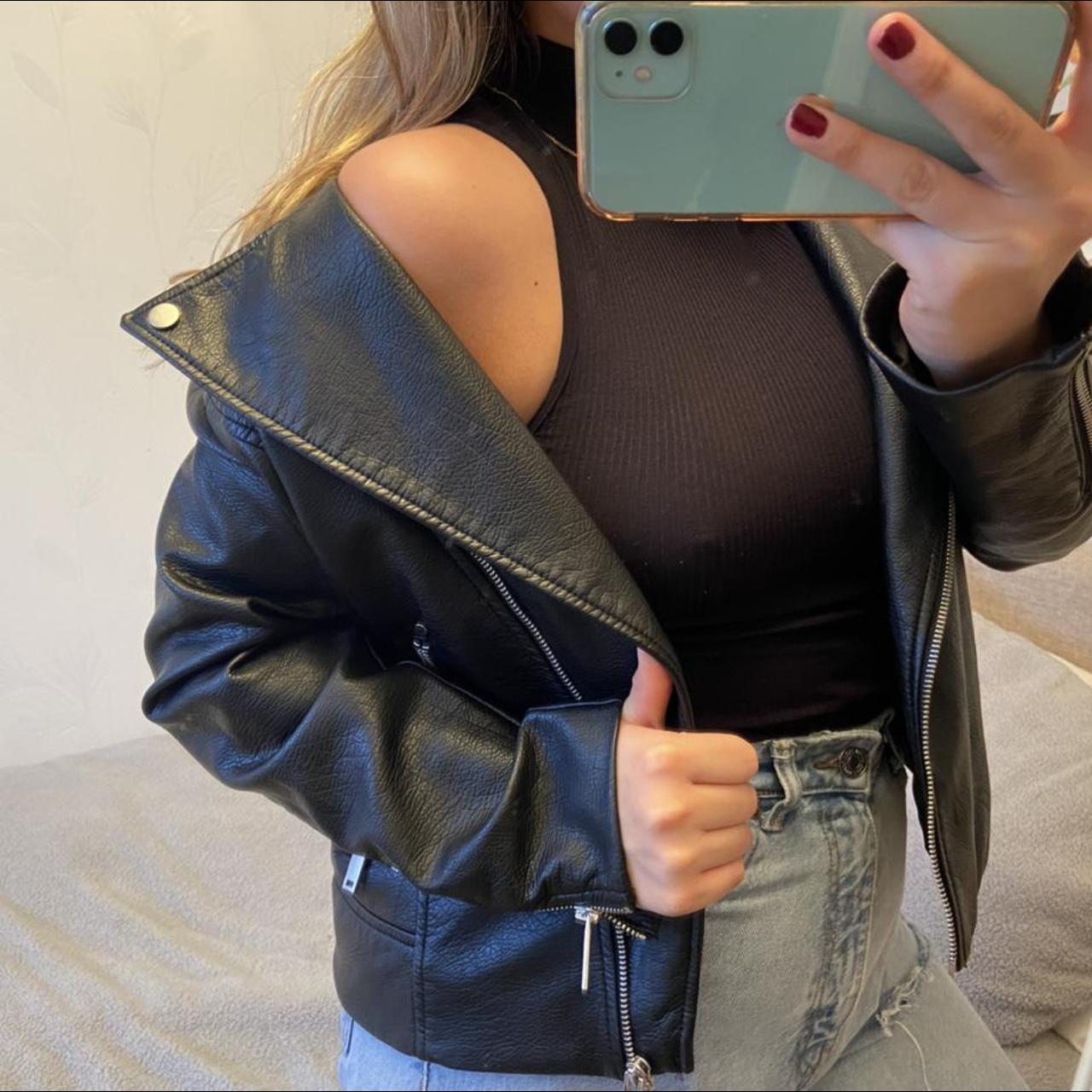 H&M Faux leather jacket x Don’t wear enough x... - Depop