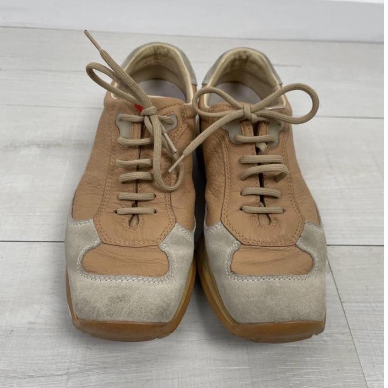 Prada Women's Tan and Yellow Trainers | Depop