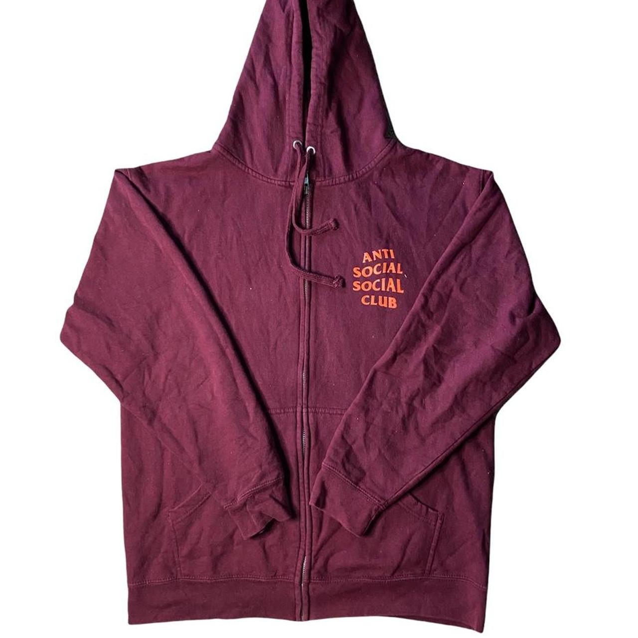 Anti Social Social Club Zip Up Hoodie Burgundy With Depop