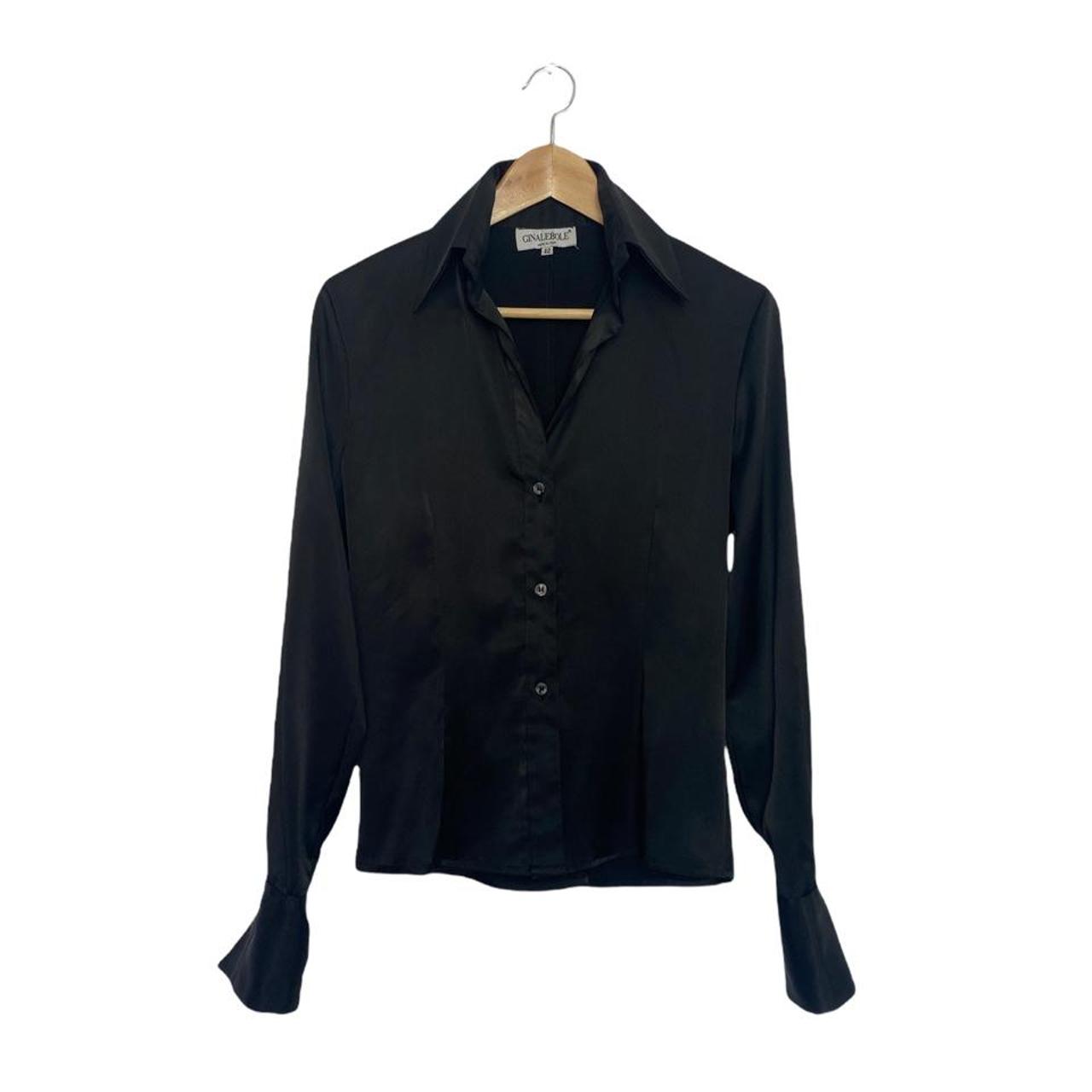 Vintage Retro Silk Style Black Gina Lebole Long... - Depop