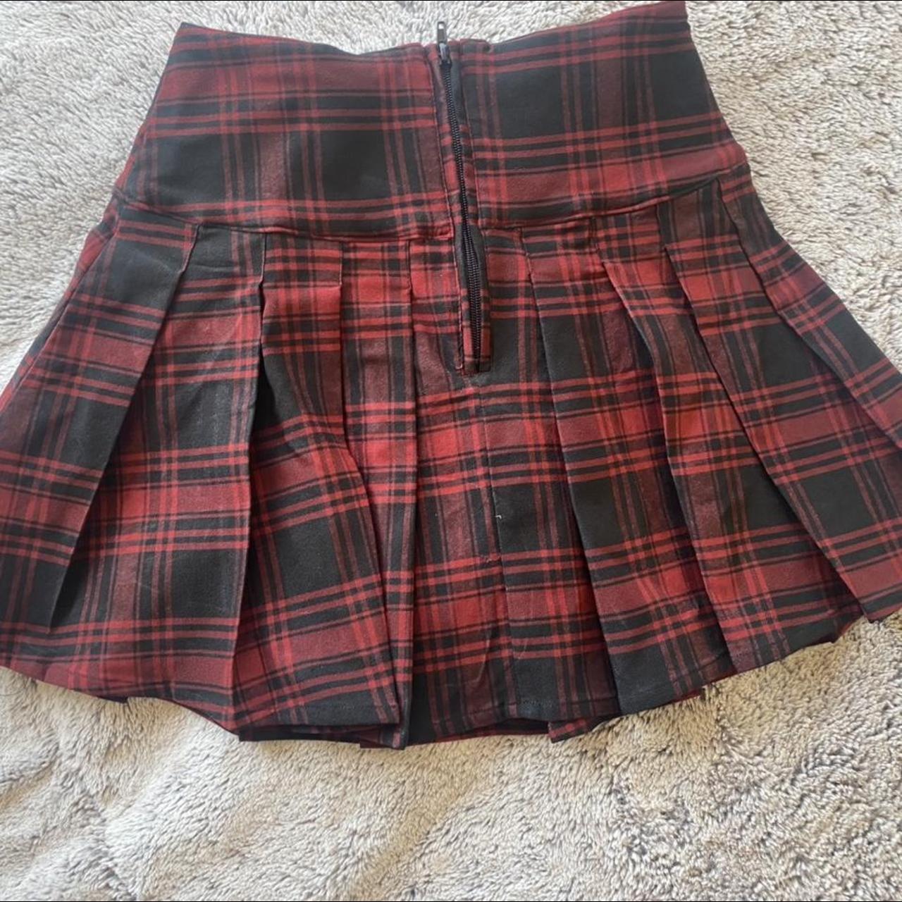Killstar Red And Black Plaid Skirt/Worn once/ With... - Depop