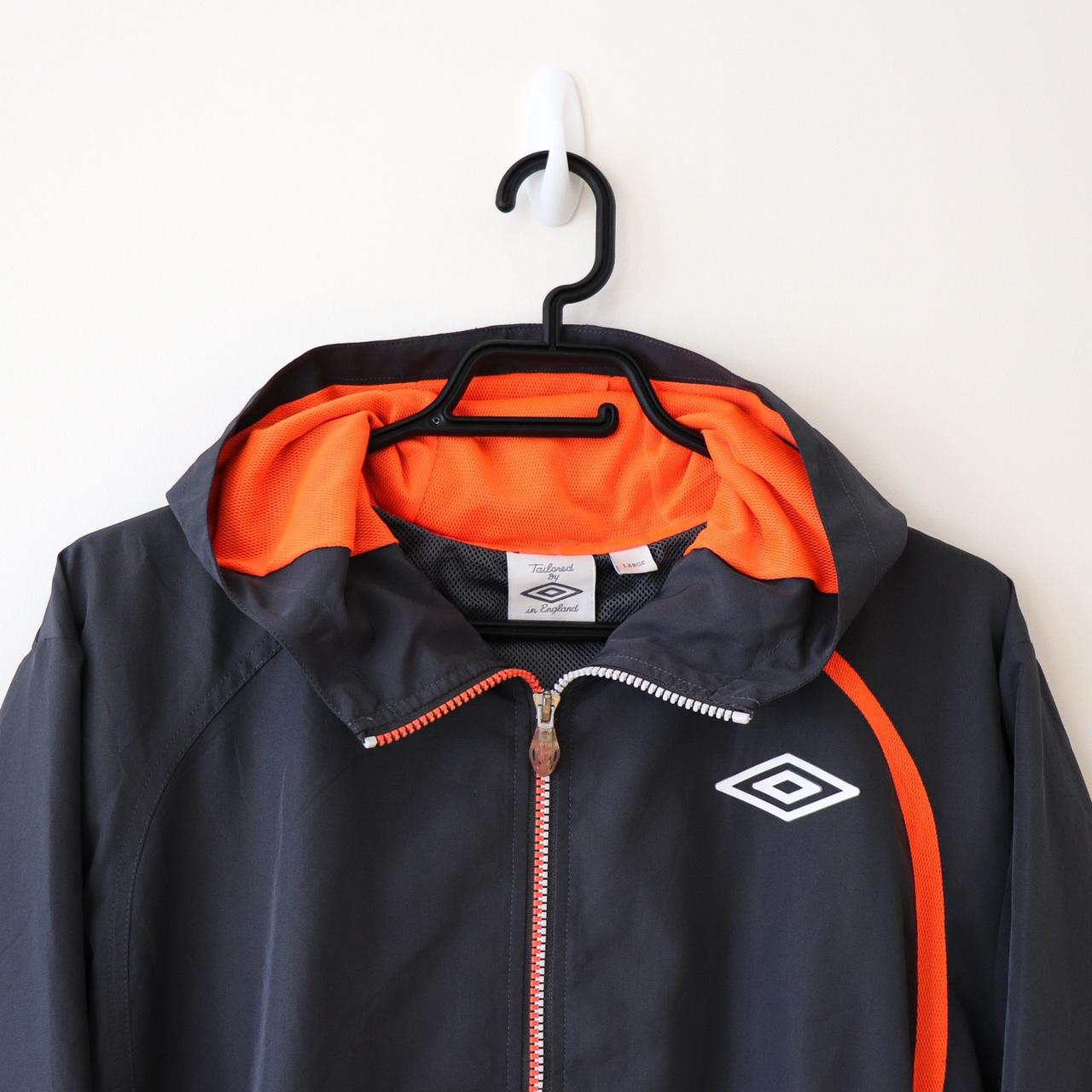 Grey Umbro Windbreaker Jacket with Orange Detailing... - Depop